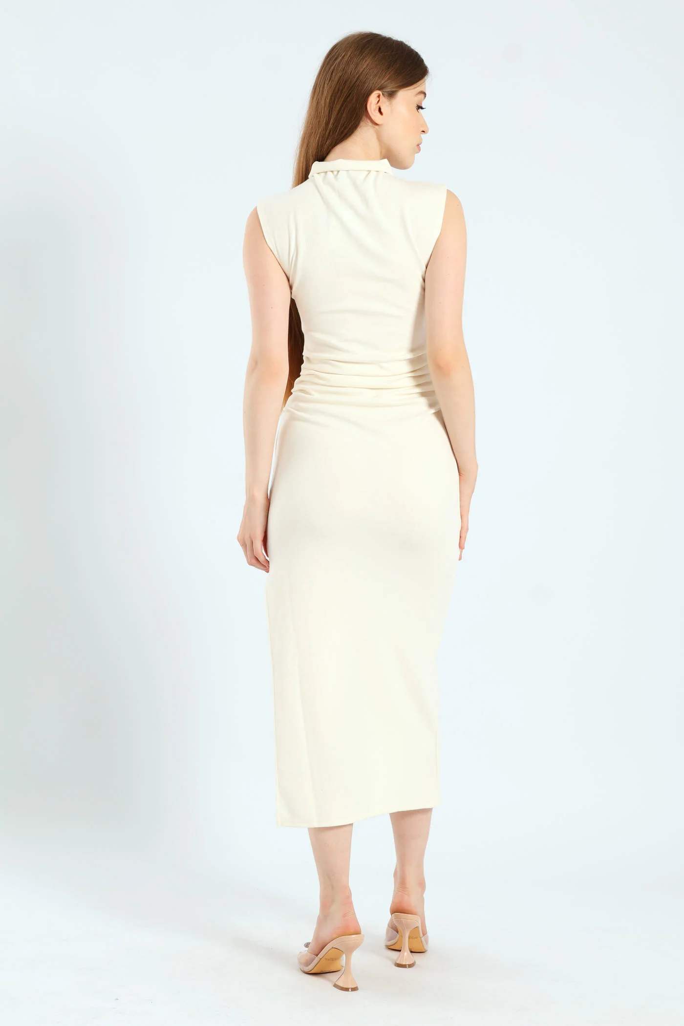 Cap Sleeve Natural Waist Dress - Vanilla - Image 2