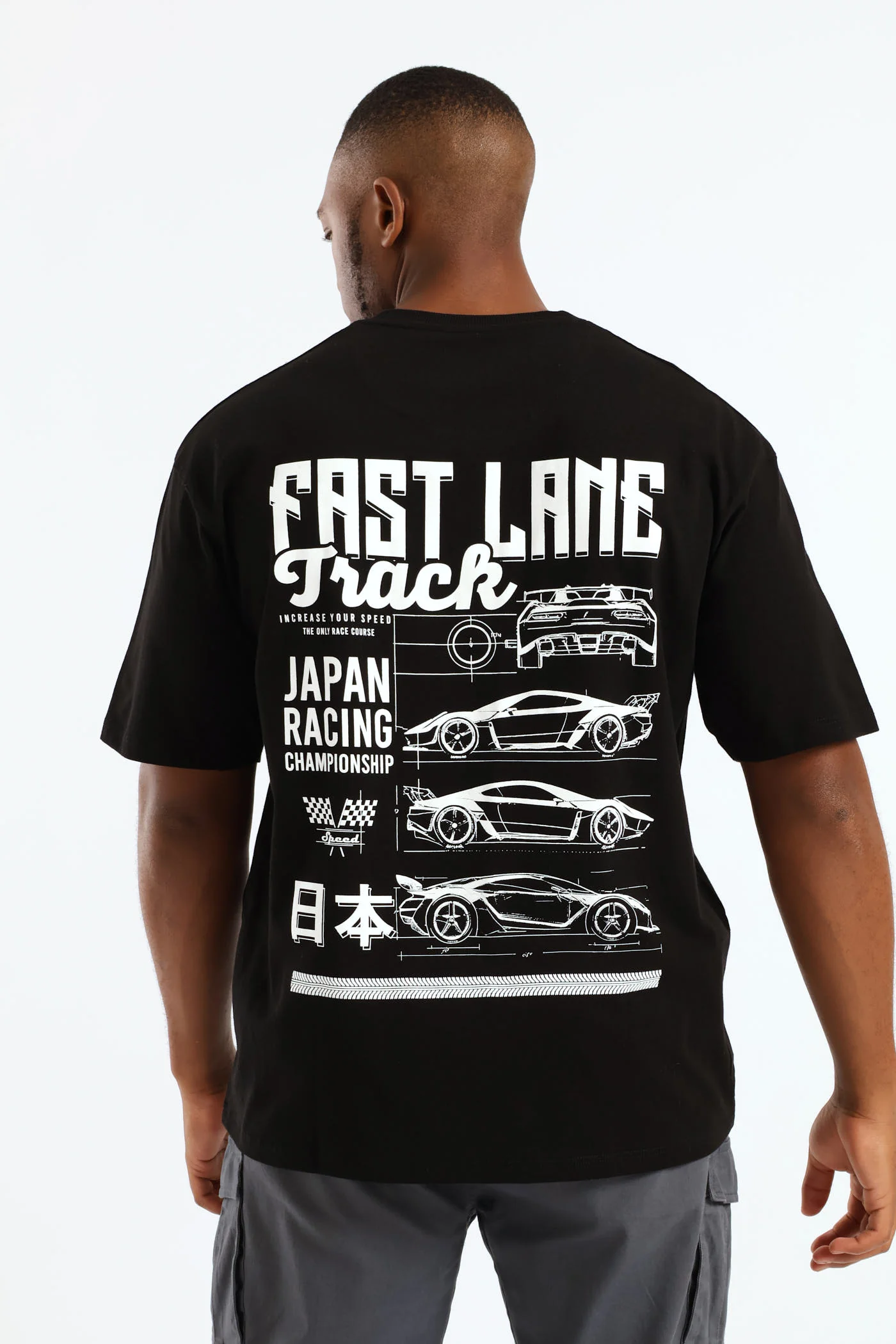 Car Oversized Print Tee - Black - Image 2