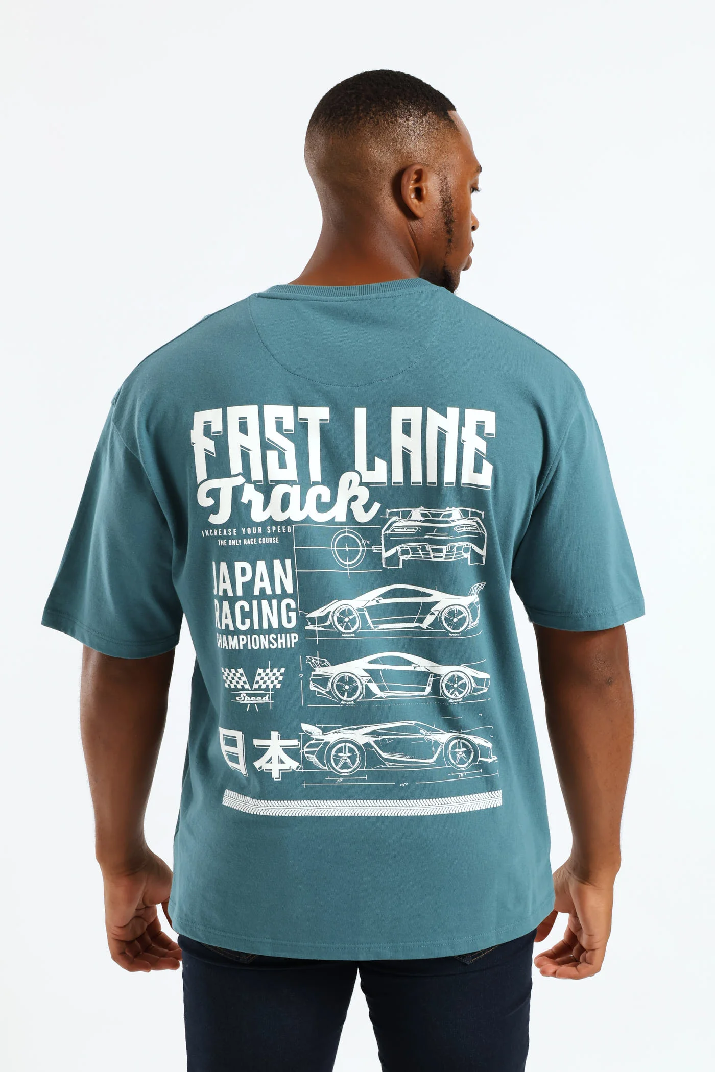 Car Oversized Print Tee - Teal - Image 2