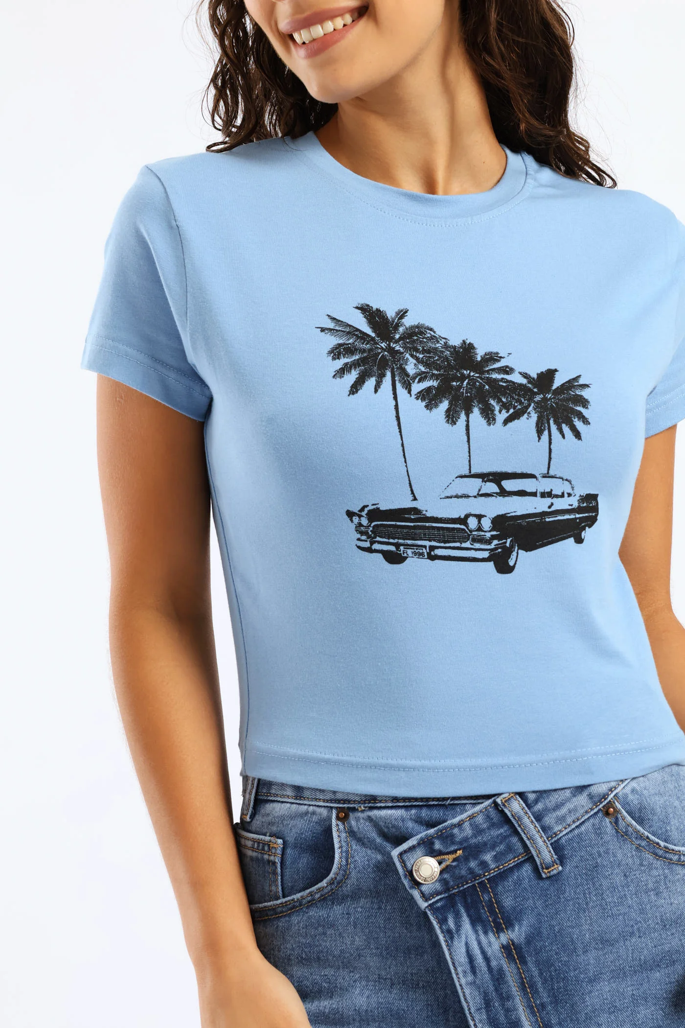 Car Print Baby Tee - Blue - Image 2