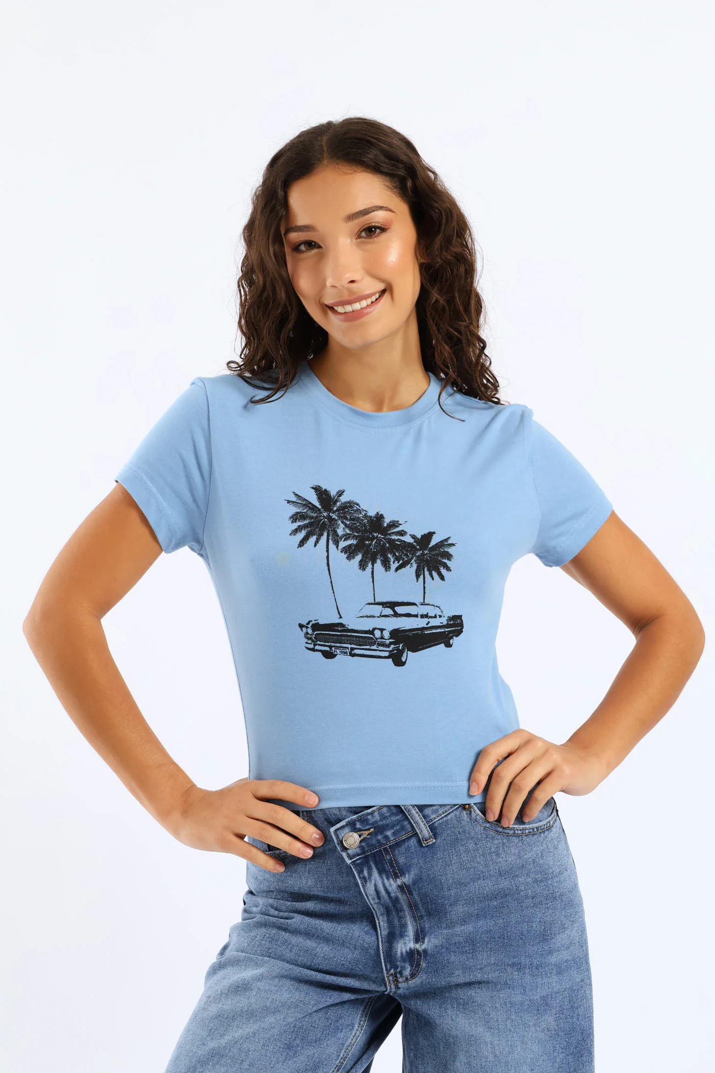 Car Print Baby Tee - Blue - Image 3