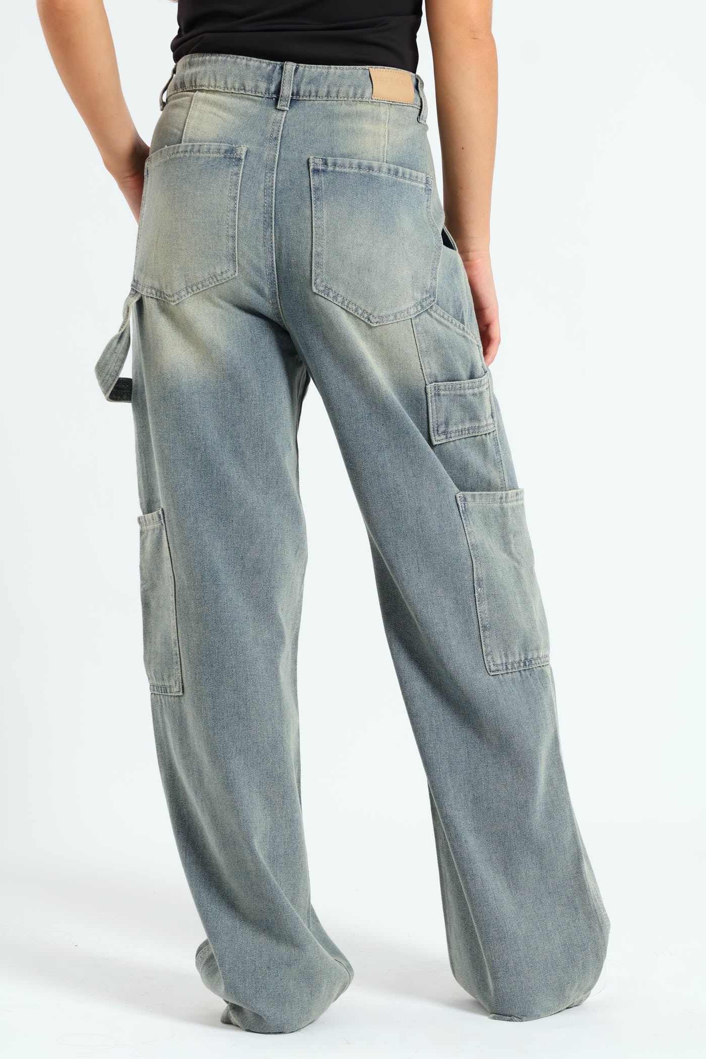 Cargo Contrast Stitch Jean - Salty Mid Wash - Image 4