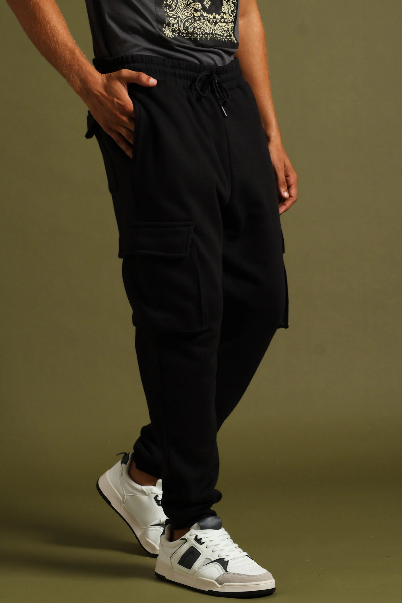 Cargo Fleece Jogger - Black - Image 2