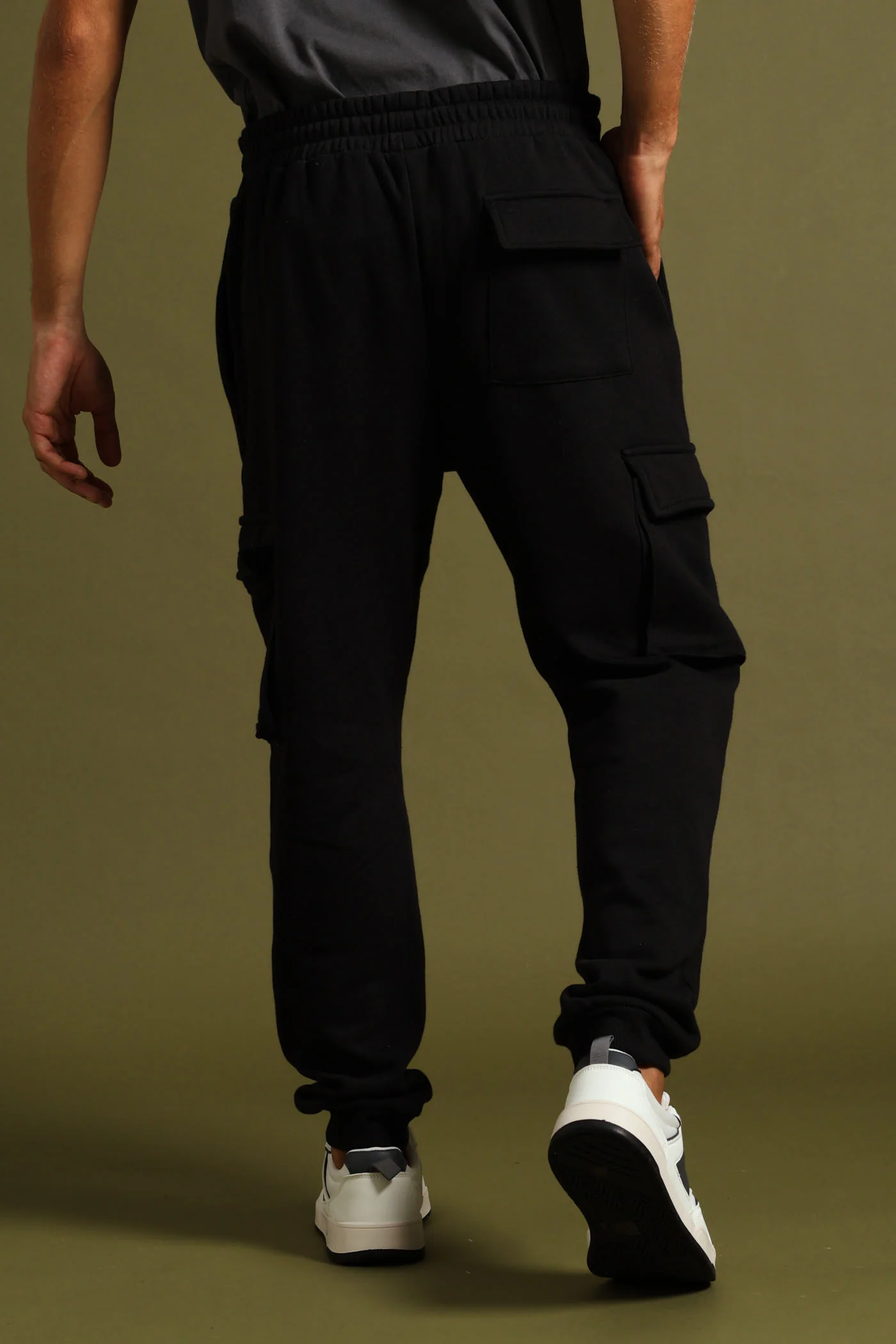 Cargo Fleece Jogger - Black - Image 4