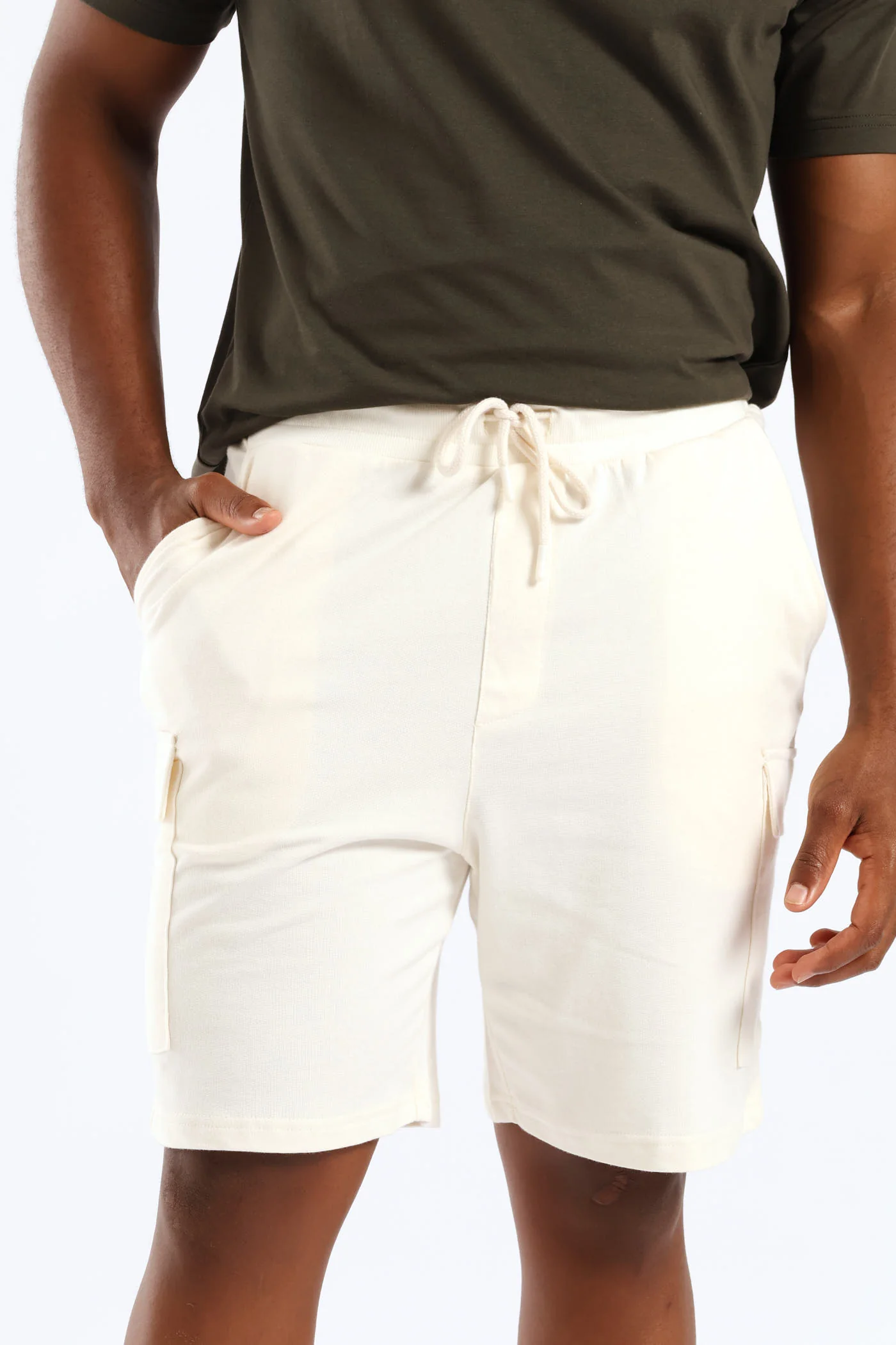 Cargo Fleece Shorts - Off White - Image 4