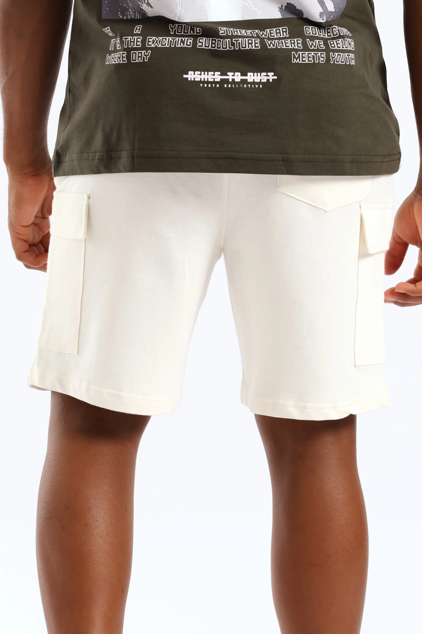 Cargo Fleece Shorts - Off White - Image 5