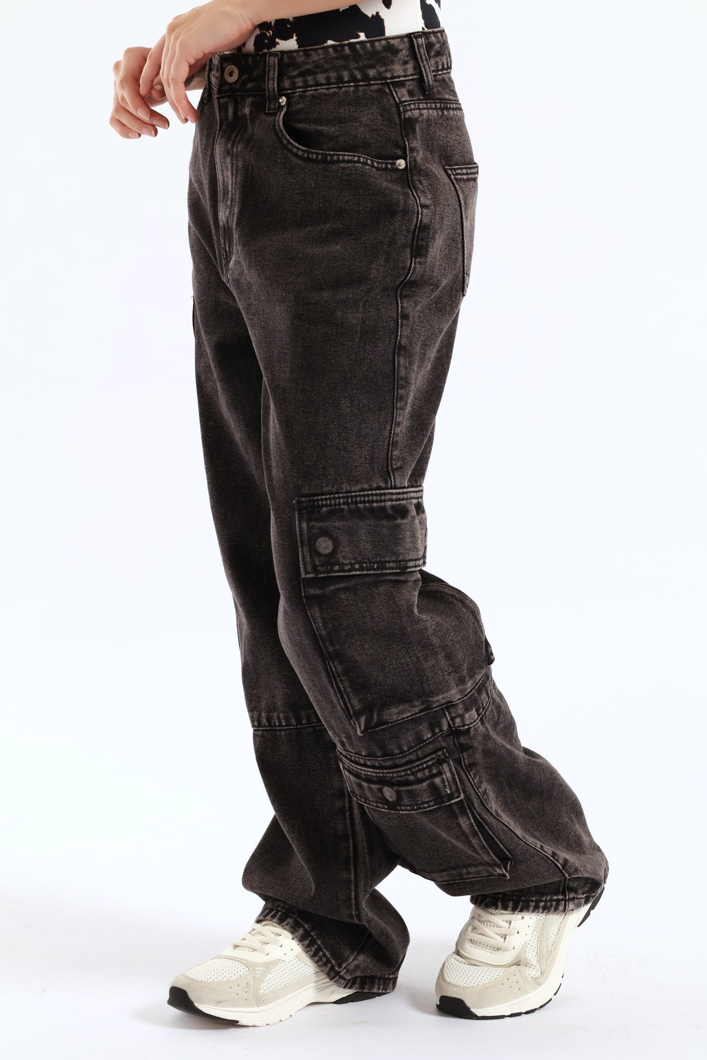 Cargo Wide Leg Denim - Salty Black - Image 3