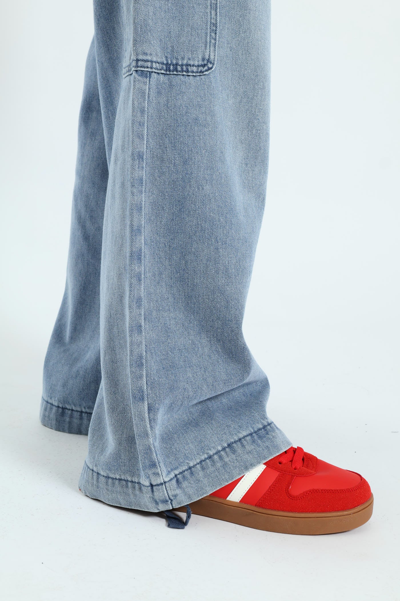 Cargo Wide Leg Denim - Salty Light Wash - Image 7