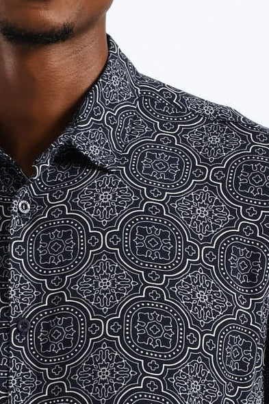 Casa Tile Viscose Regular Shirt - Navy - Image 2
