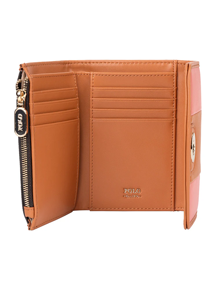 Casablanca Compact Trifold Purse - Coral - Image 6