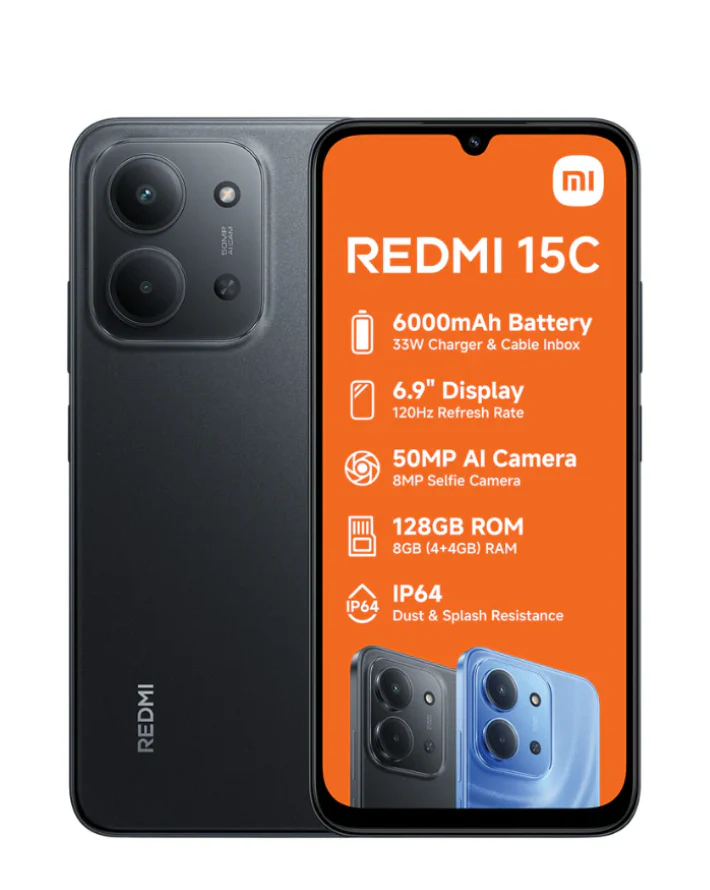 Redmi 15c 128GB 4G Dual Sim Cellphone - Black - Image 3