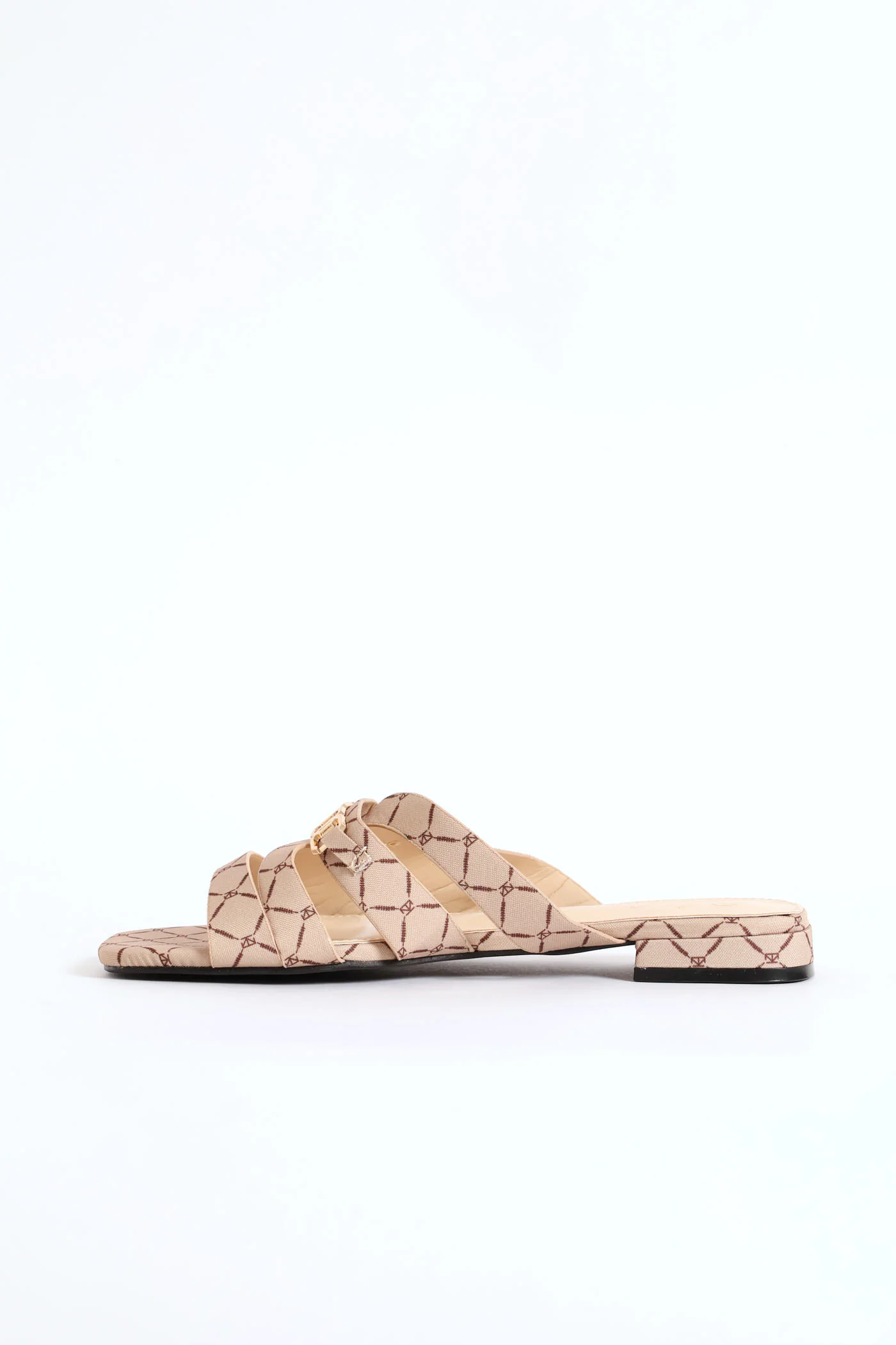 Chain Detail Double Band Mule Sandal - Natural - Image 3