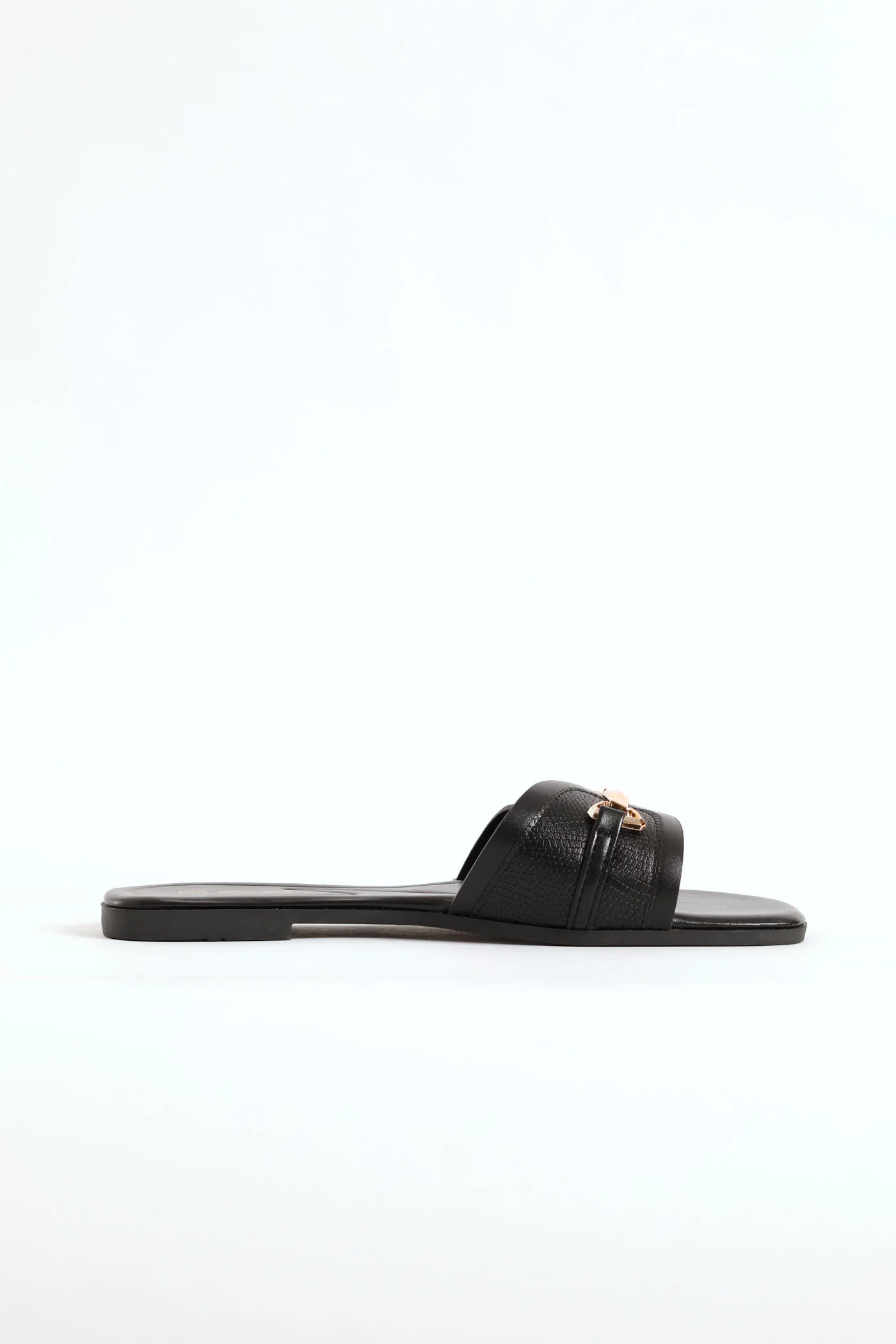 Chain Detail Single Band Sandal  - Black - Image 3