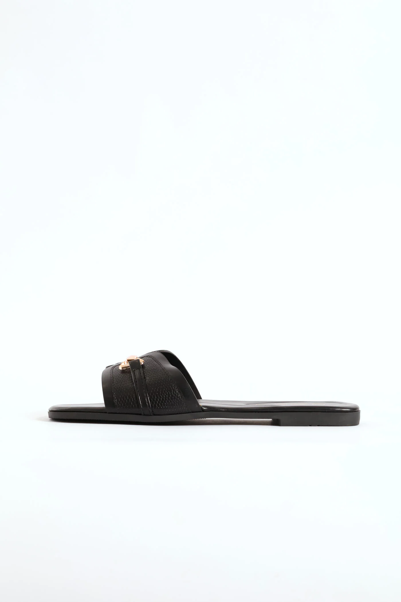 Chain Detail Single Band Sandal  - Black - Image 4