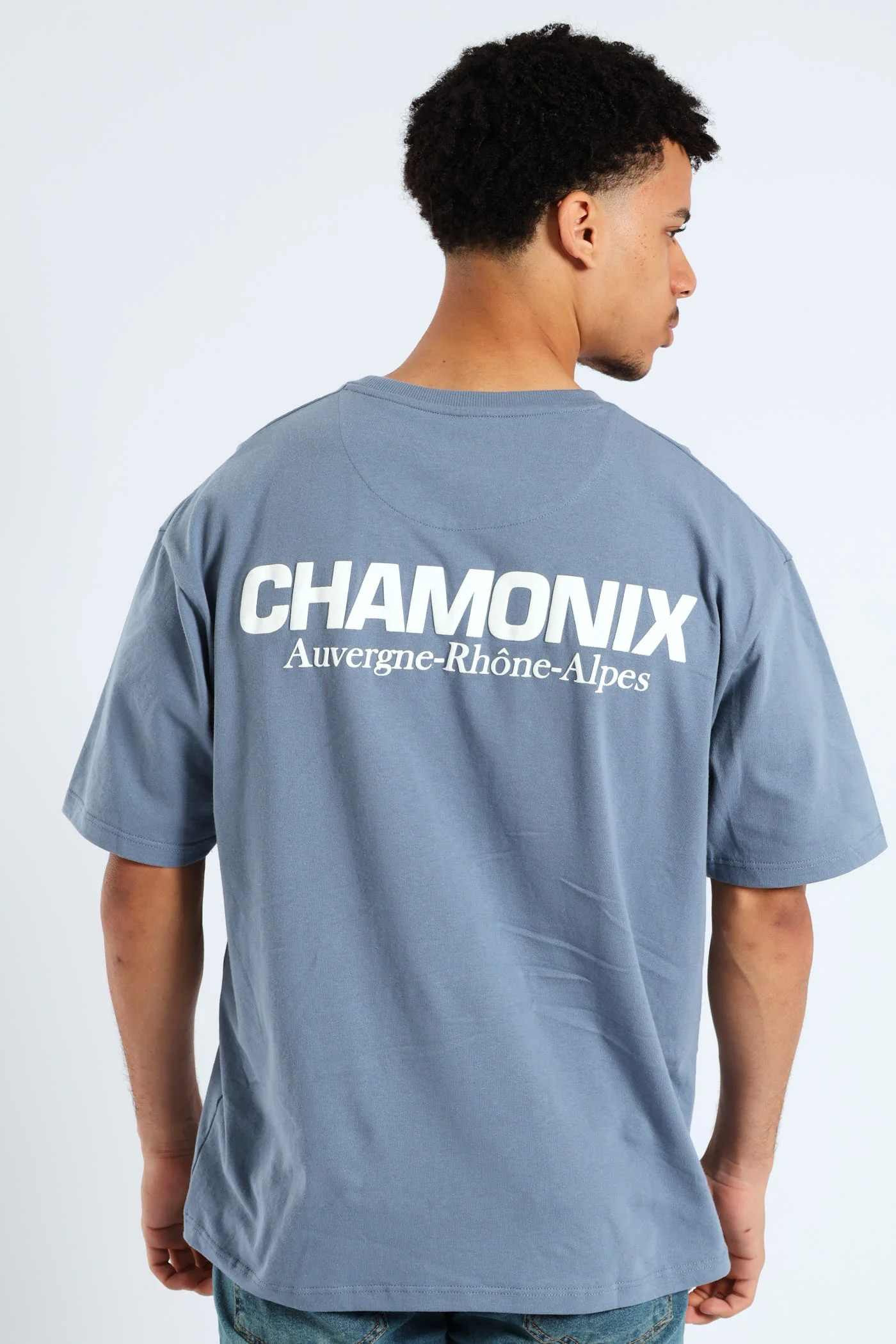 Chamonix Puff Print Oversized Tee - Steel Blue - Image 2