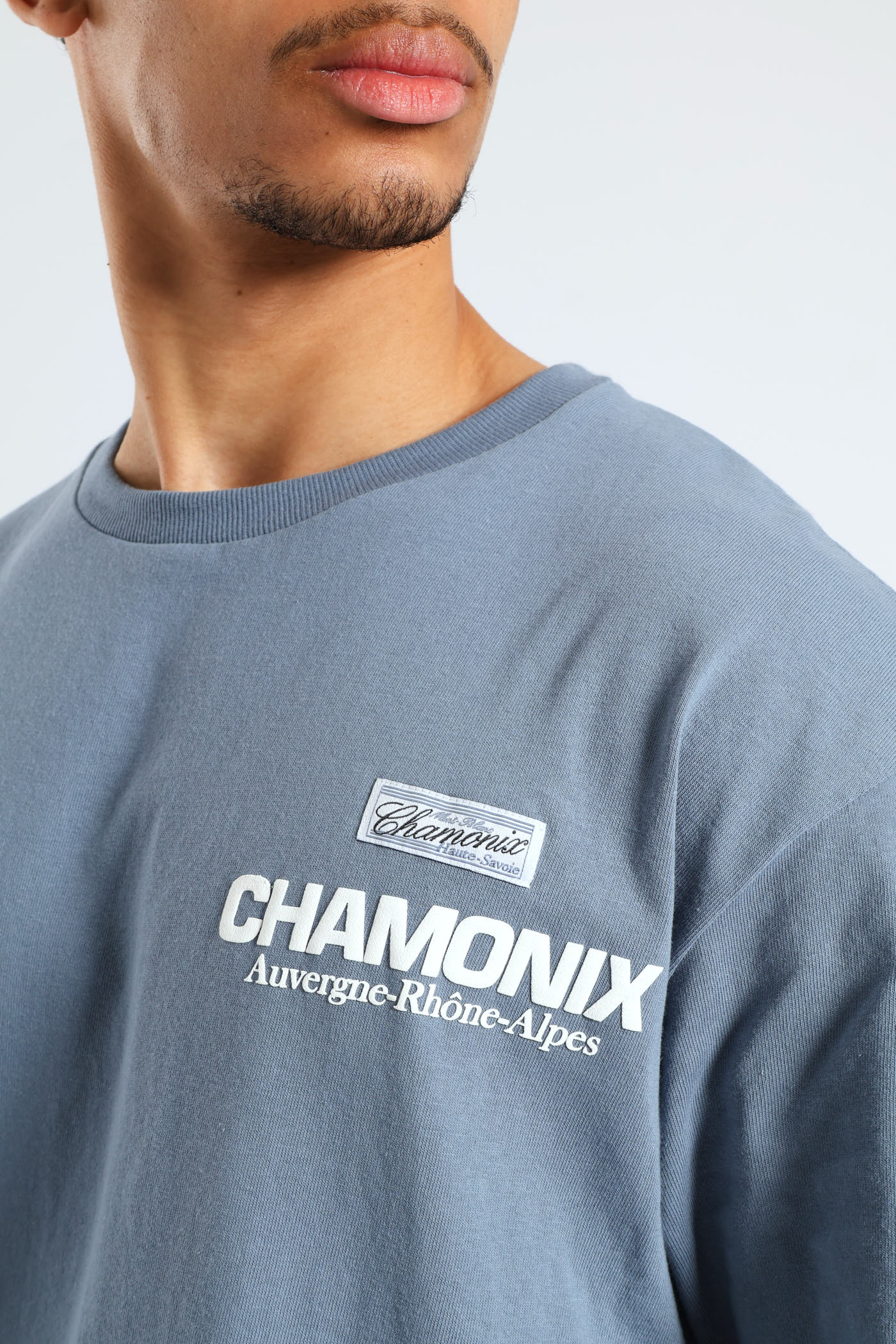 Chamonix Puff Print Oversized Tee - Steel Blue - Image 4