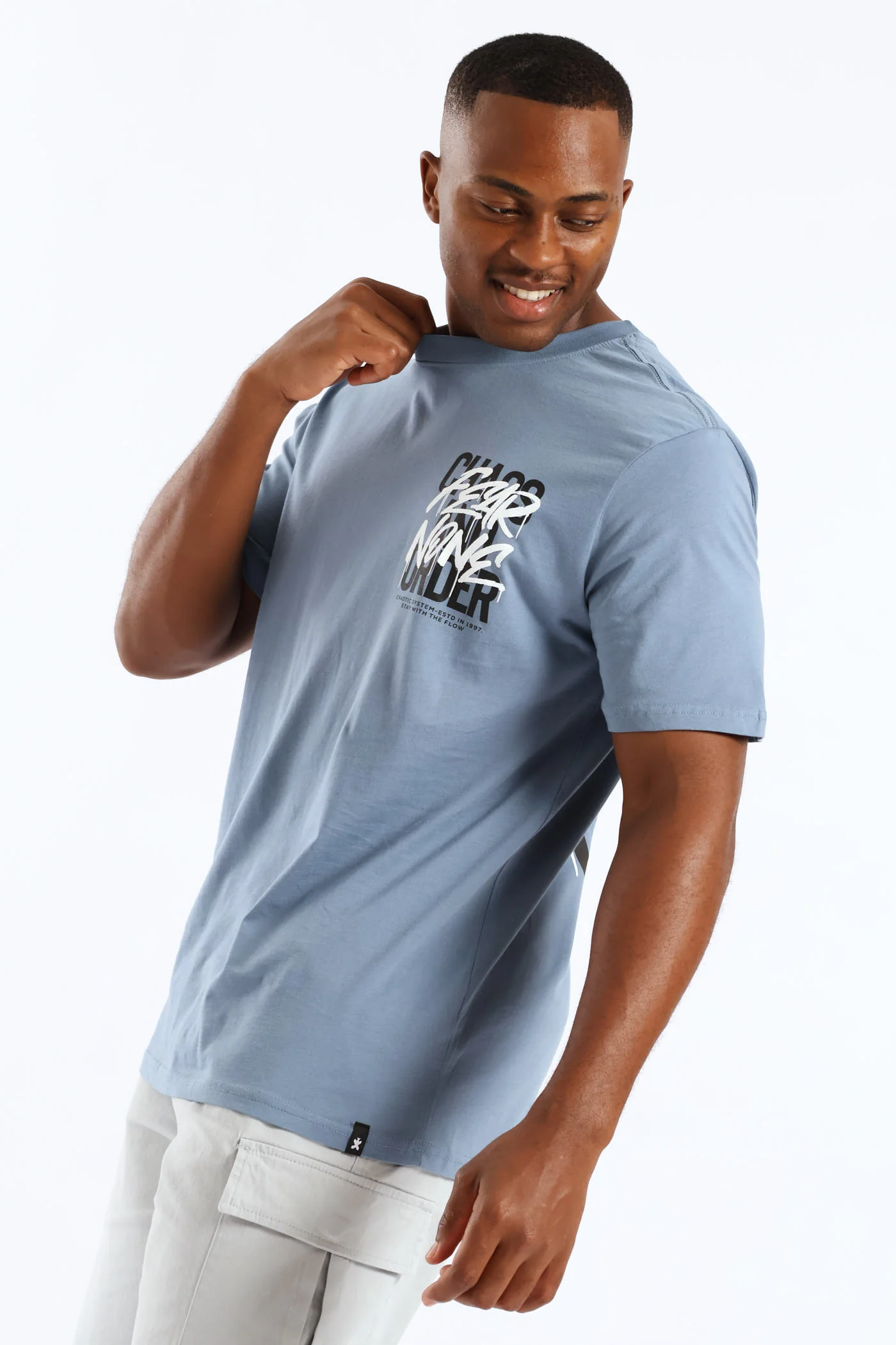 Chaos Front & Back Tee - Steel Blue - Image 2
