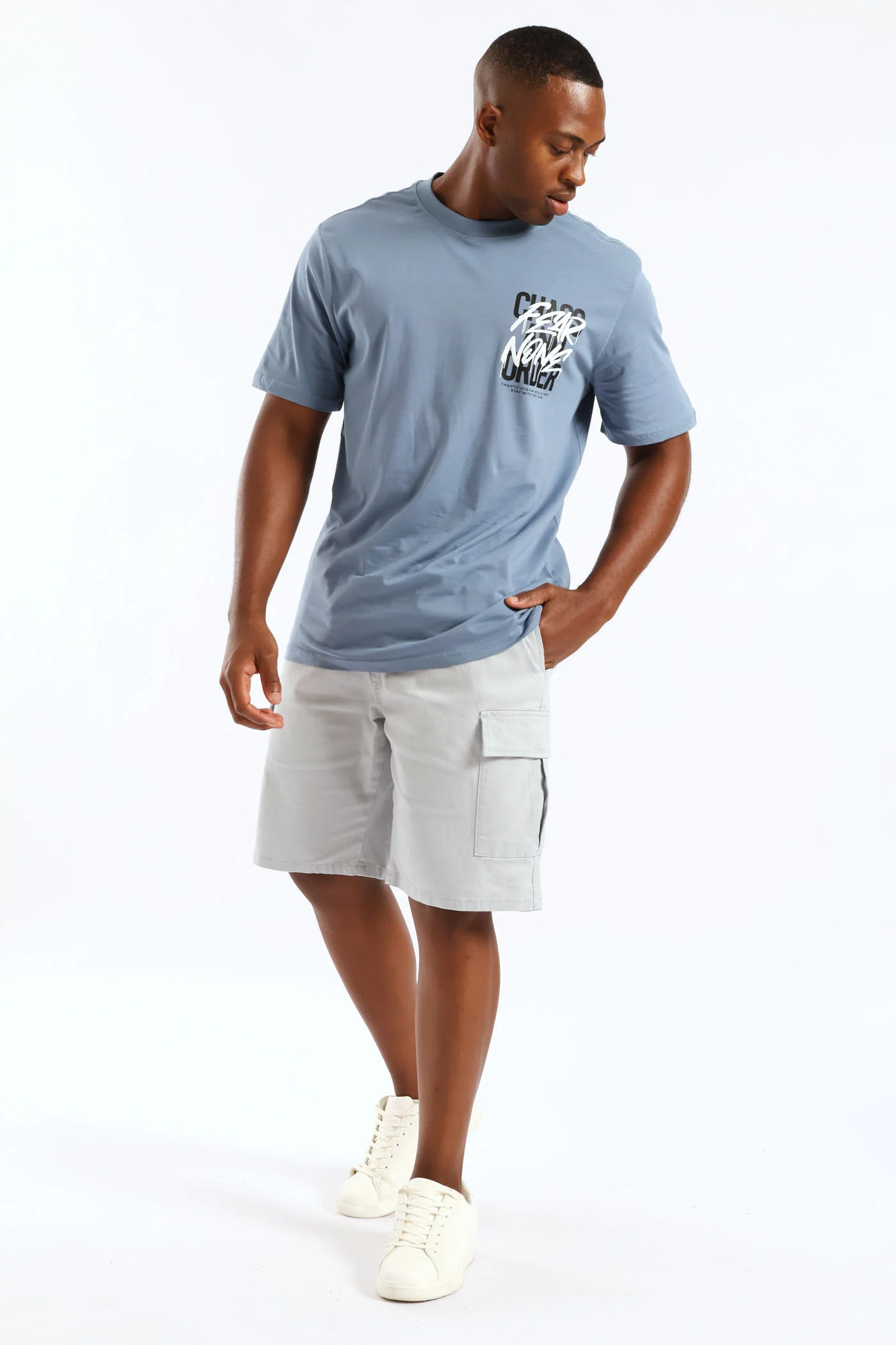 Chaos Front & Back Tee - Steel Blue - Image 3