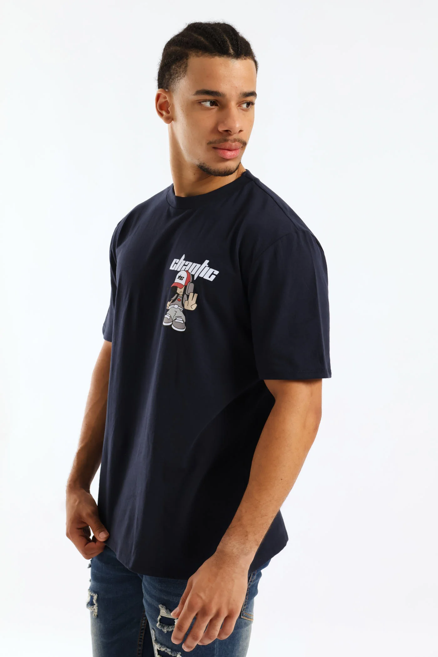 Chaotic Small Print Tee - Navy - Image 3