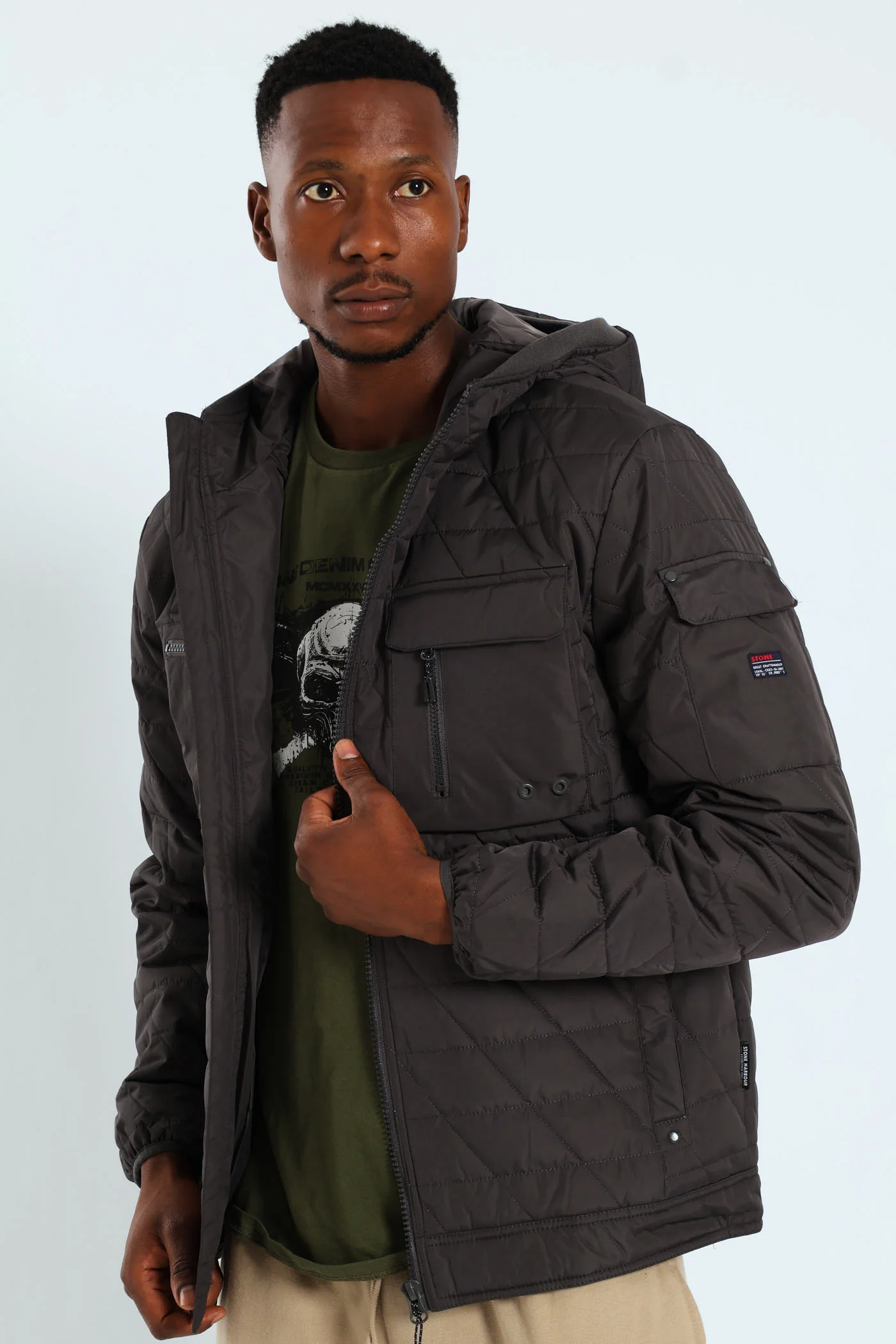 Charcoal Quilted Utility Jacket - Charcoal - Image 2