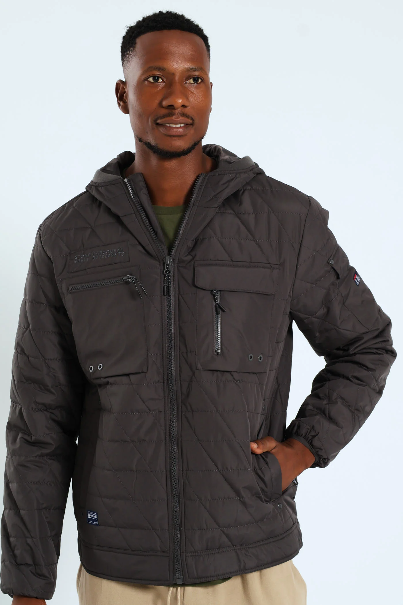 Charcoal Quilted Utility Jacket - Charcoal - Image 3