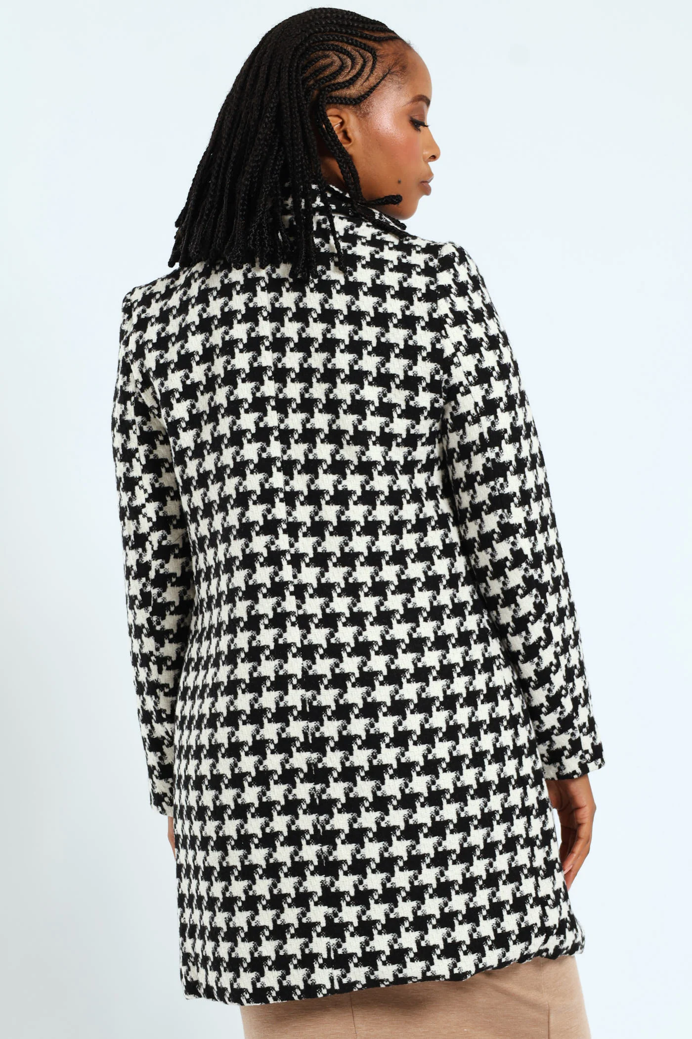 Charlotte Houndstooth Single Breasted Coat - Black/Cream - Image 2