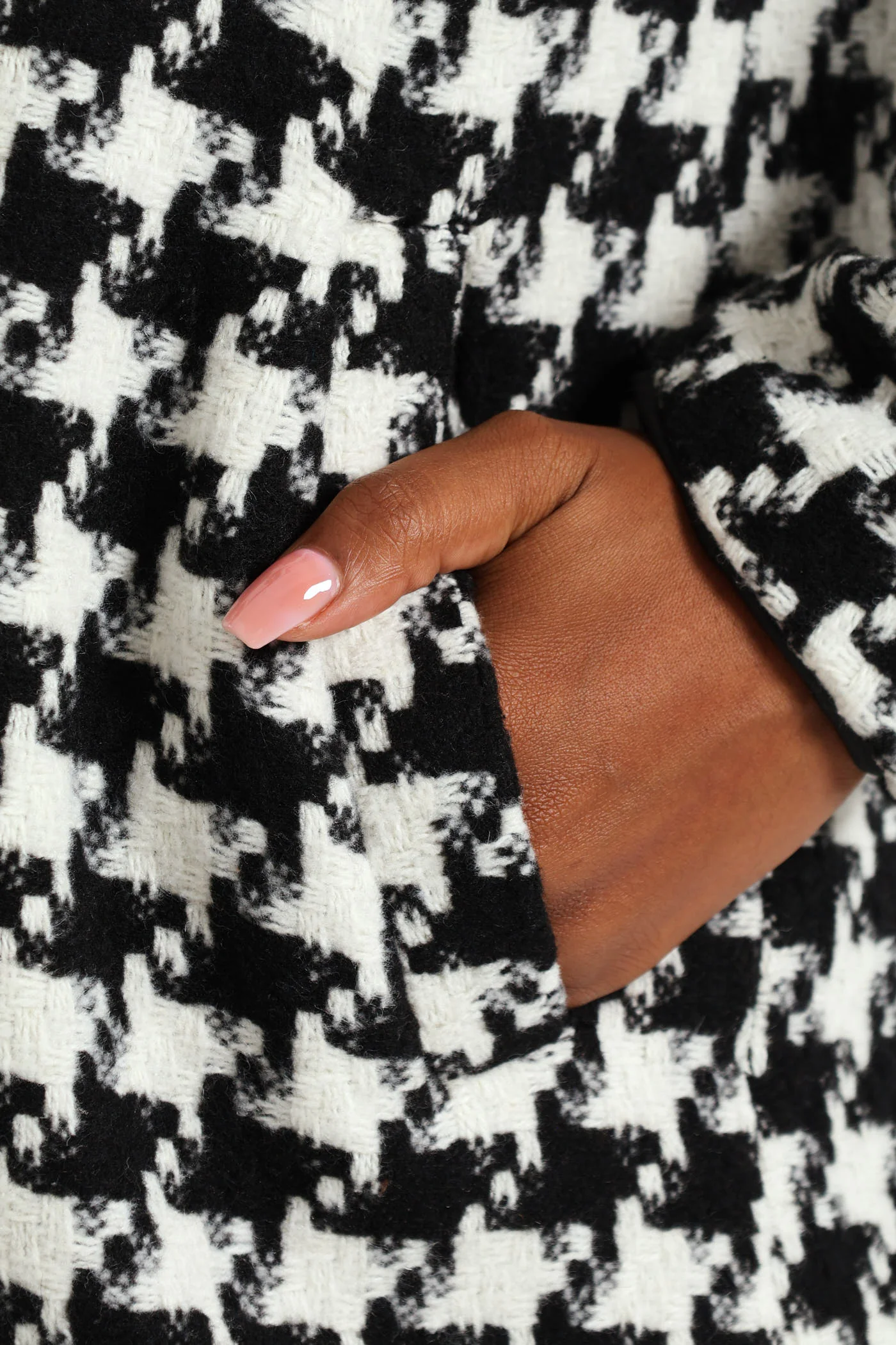 Charlotte Houndstooth Single Breasted Coat - Black/Cream - Image 3