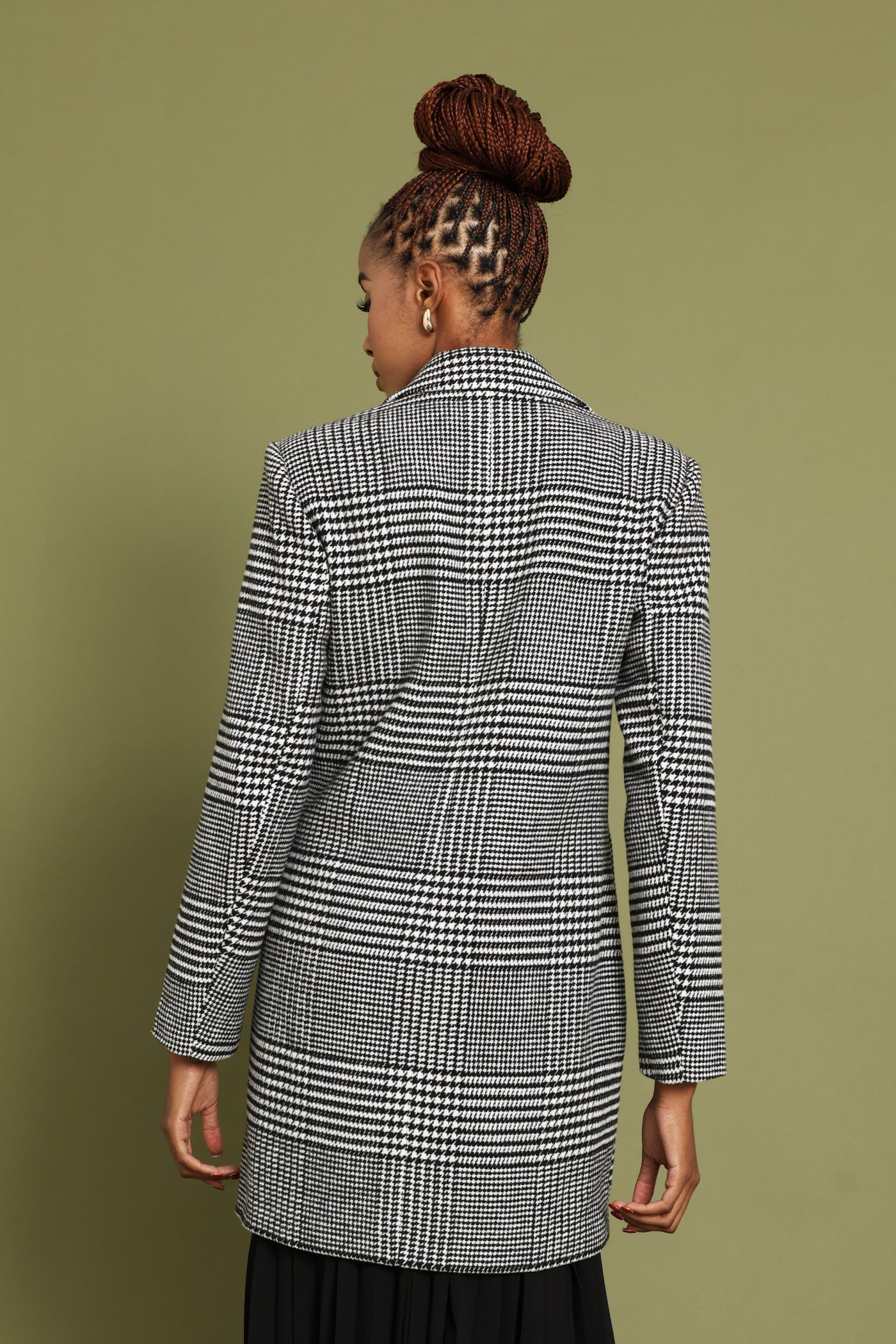 Charlotte Houndstooth Single Breasted Coat - Black/White - Image 5