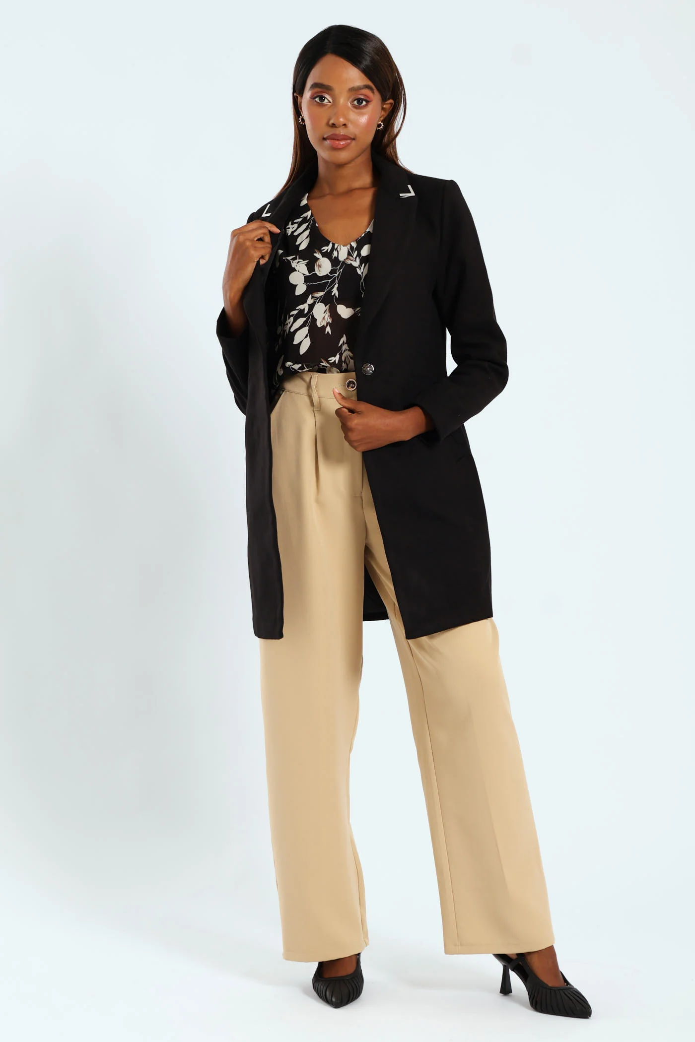 Charlotte Metal Trim Collar Coat - Black - Image 8