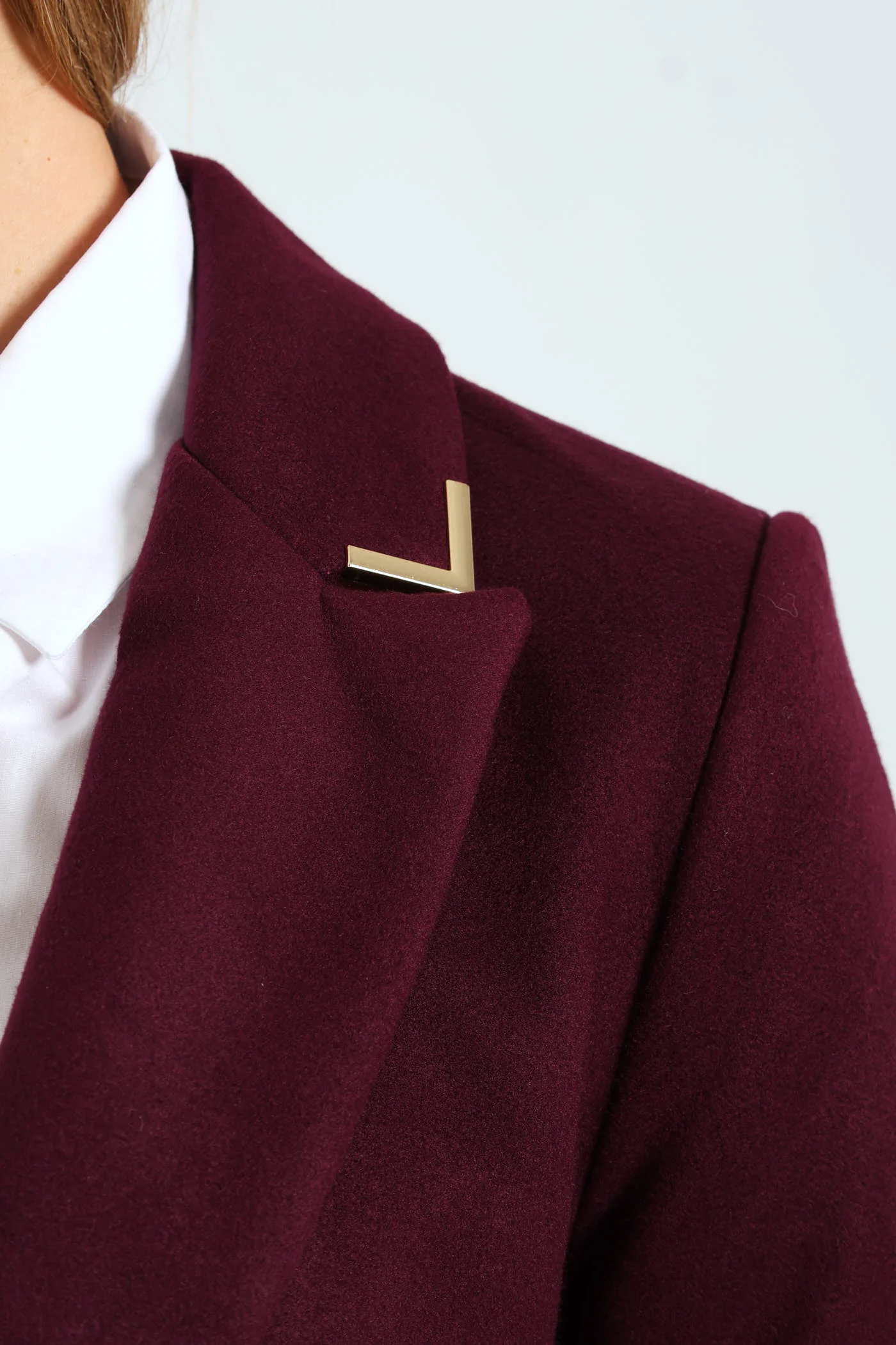 Charlotte Metal Trim Collar Coat - Wine - Image 5