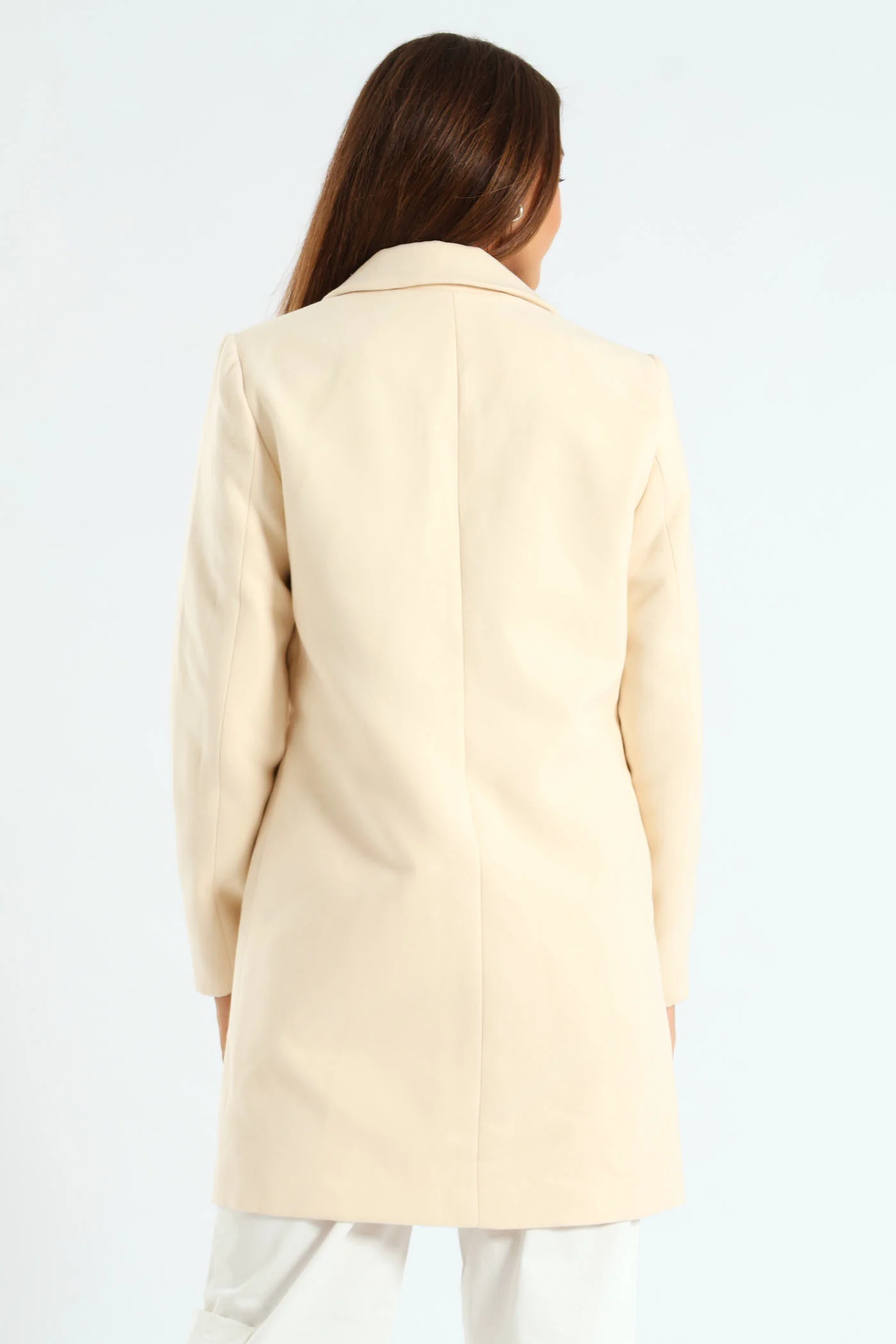 Charlotte Single Breasted Coat - Cream - Image 4