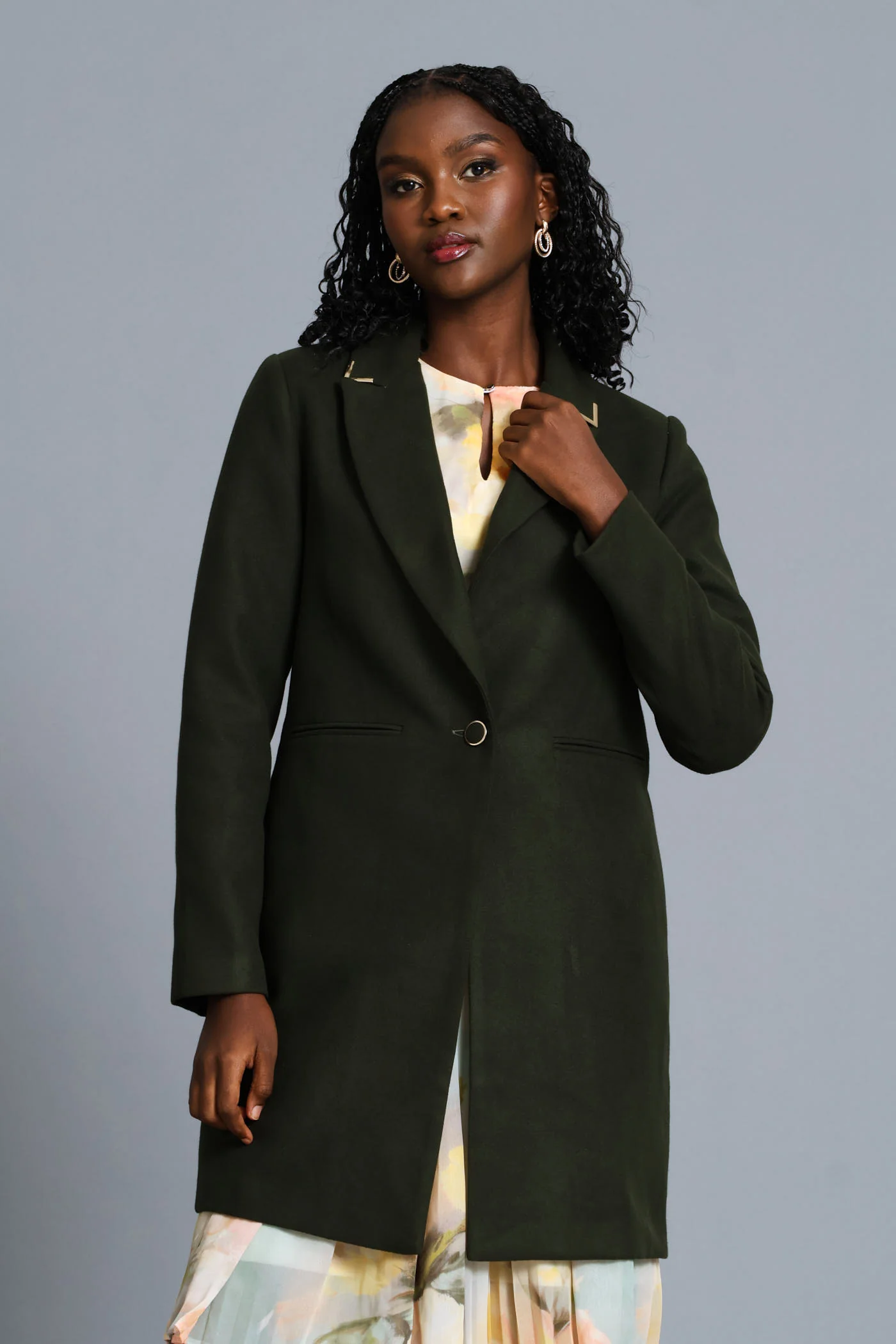 Charlotte Welt Pocket Single-Breasted Coat - Fatigue - Image 2