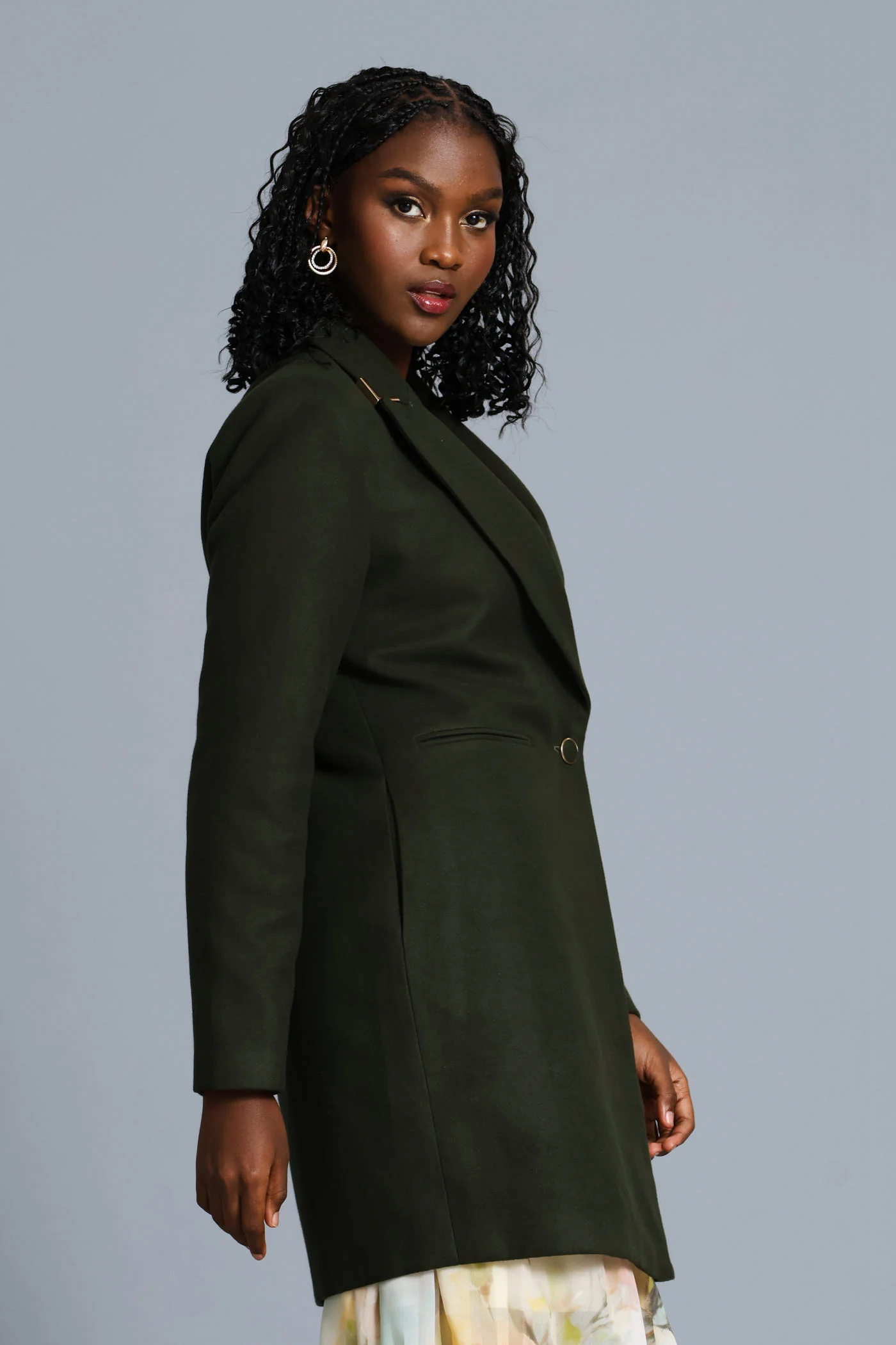 Charlotte Welt Pocket Single-Breasted Coat - Fatigue - Image 3
