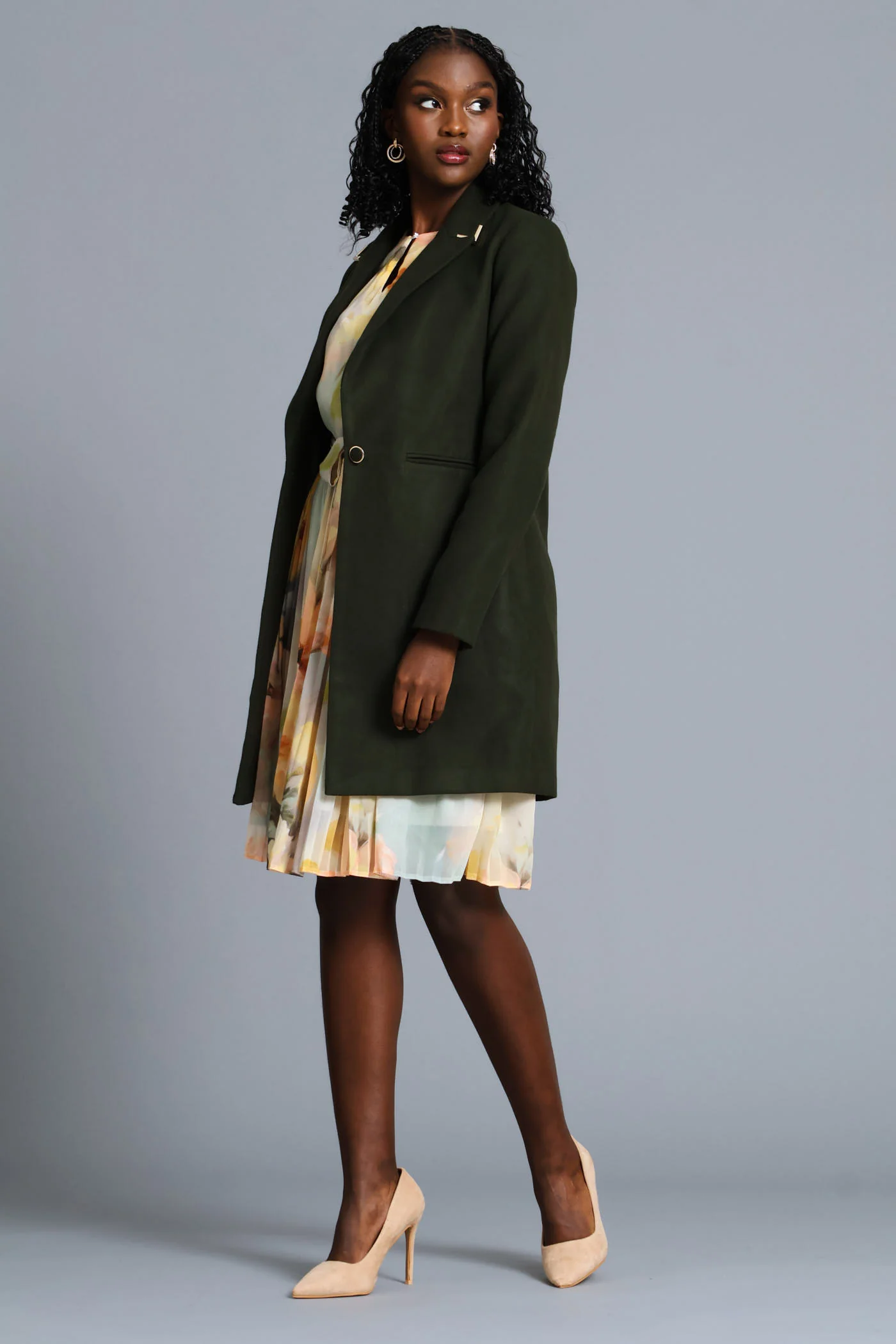 Charlotte Welt Pocket Single-Breasted Coat - Fatigue - Image 7