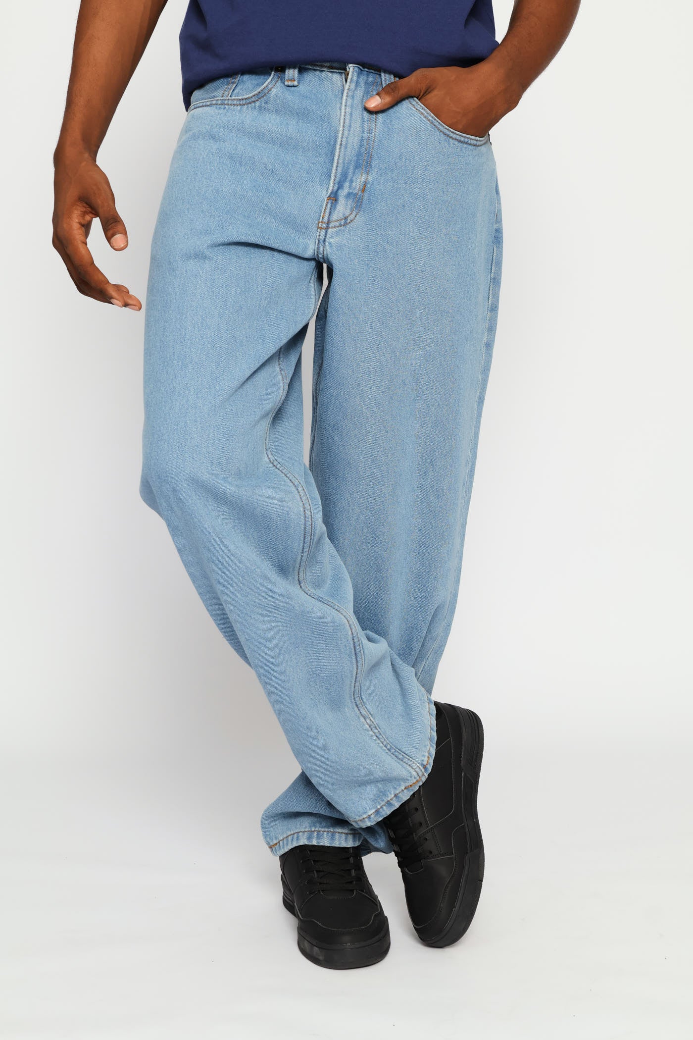 Check-5 Loose Denim Pant - Stonewash - Image 7