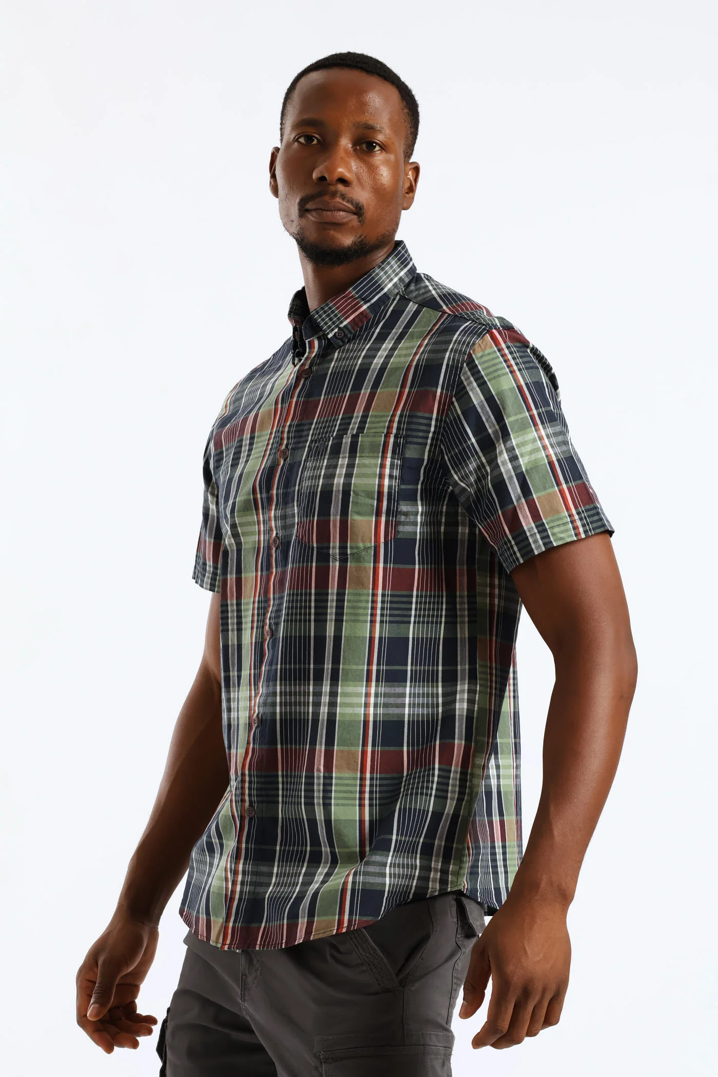 Check Button Down Shirt - Green/Navy - Image 3