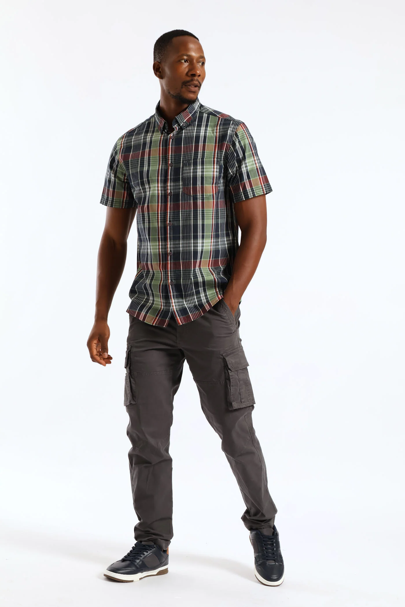 Check Button Down Shirt - Green/Navy - Image 5