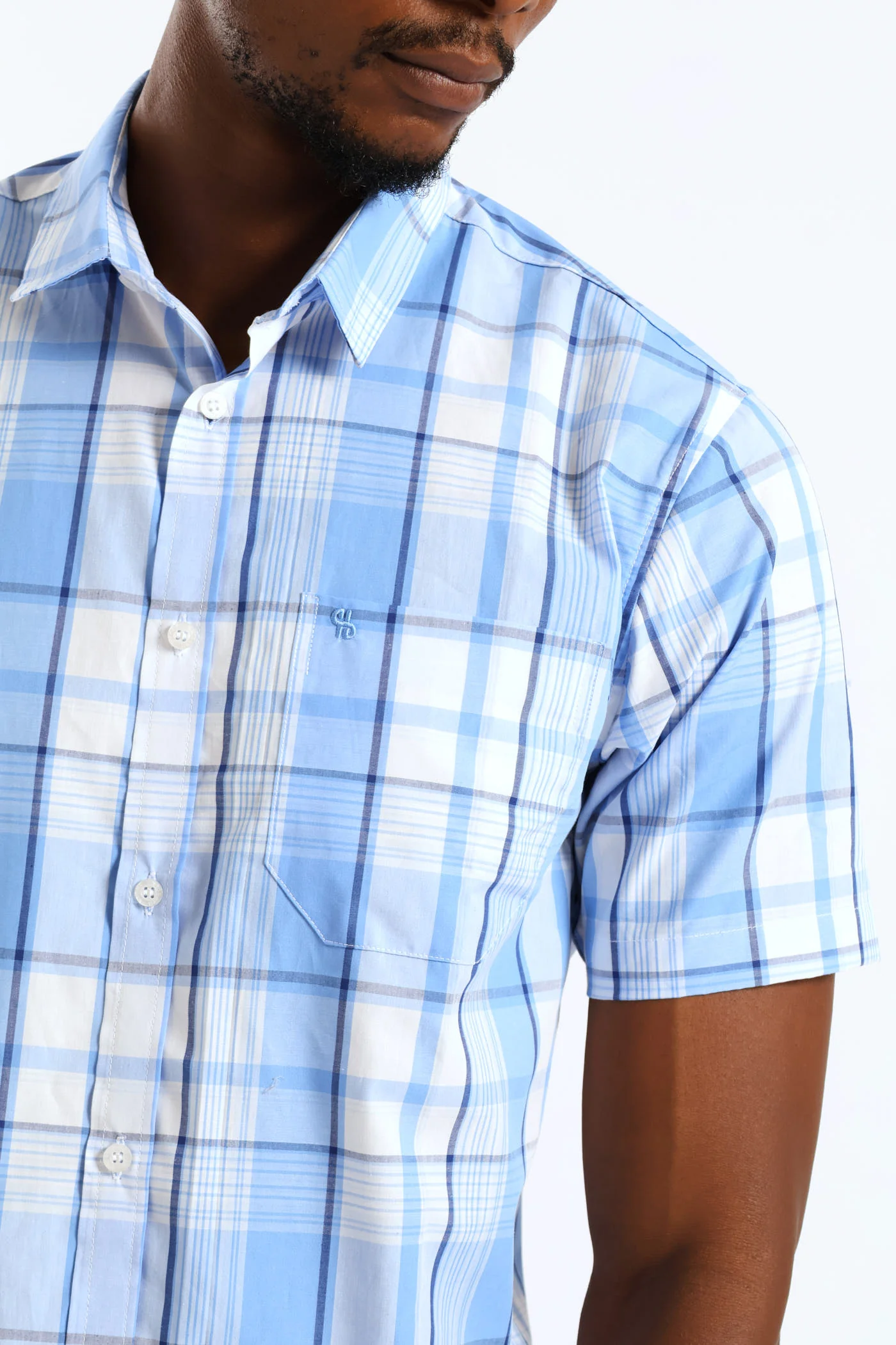 Check Button Down Shirt - Light Blue/White - Image 2