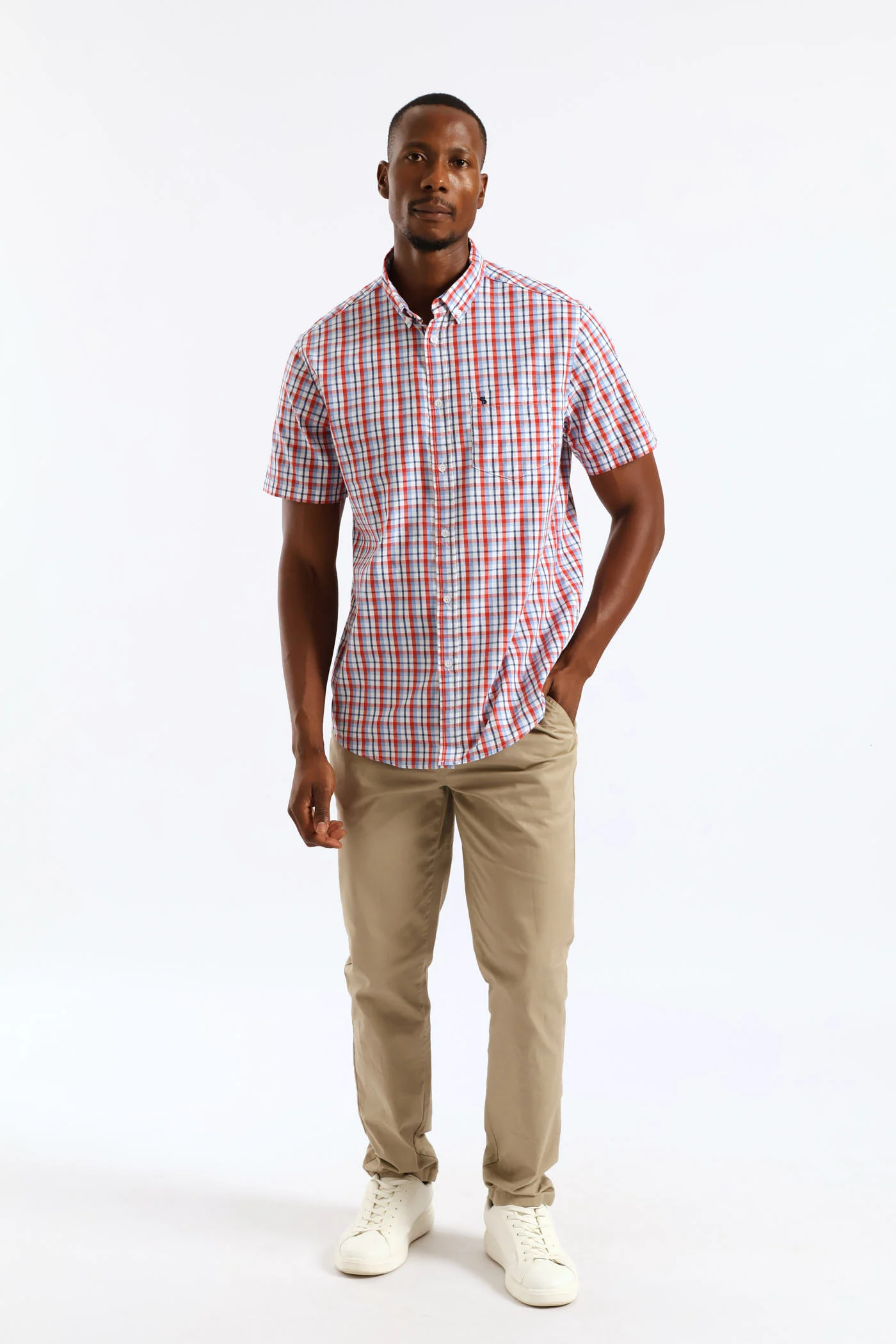 Check Button Down Shirt - Red/Navy/White - Image 3