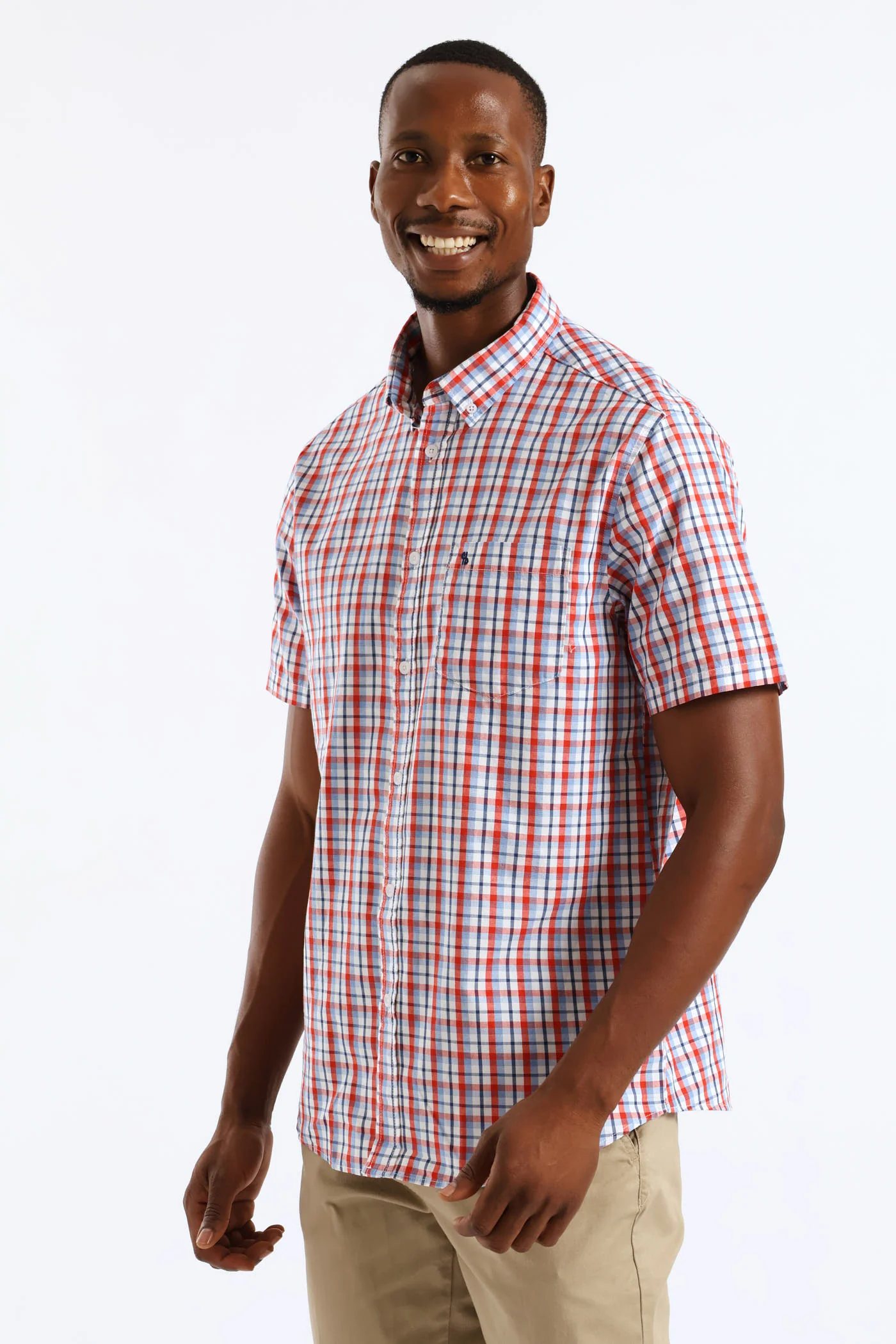 Check Button Down Shirt - Red/Navy/White - Image 4