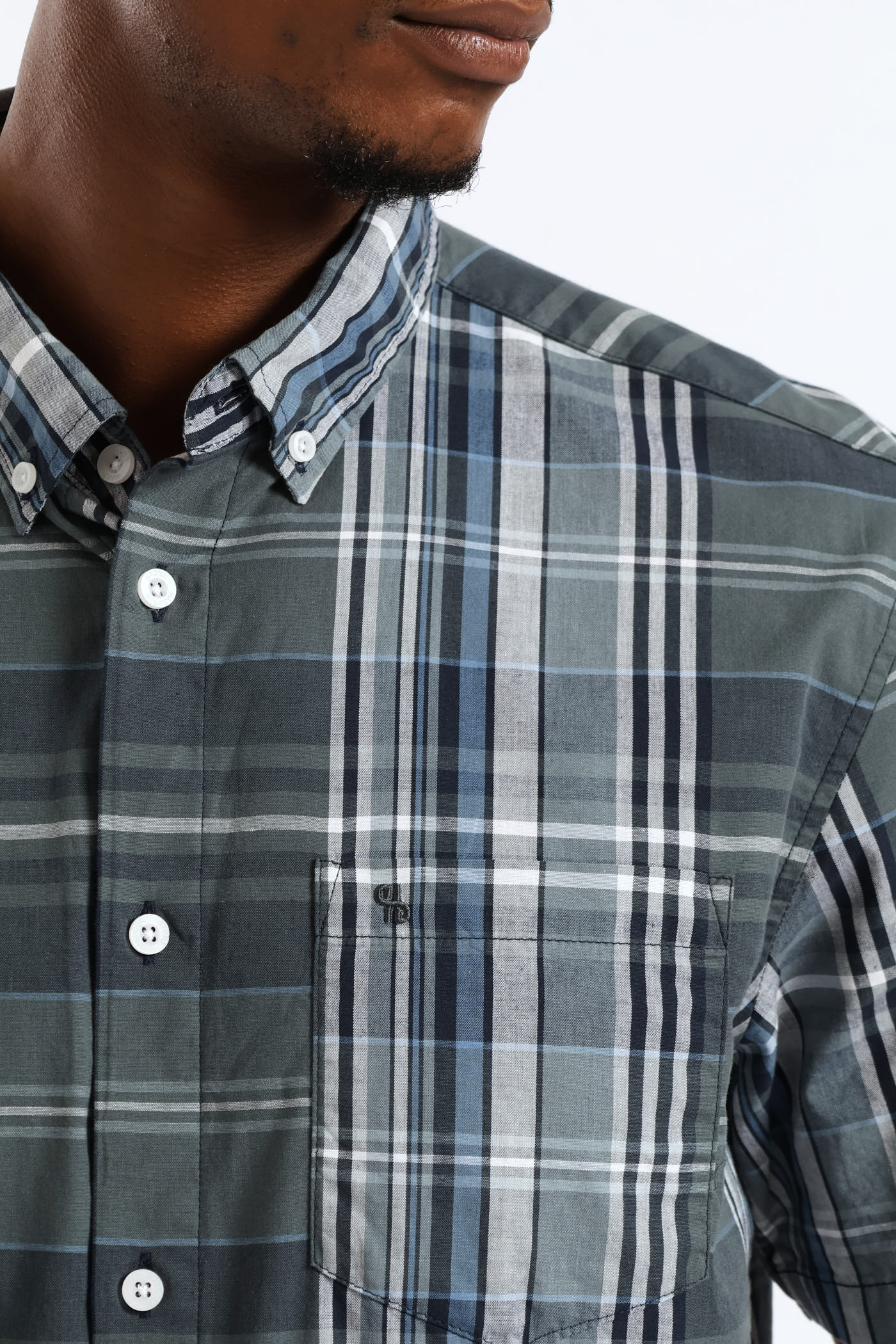 Check Button Down Shirt - Teal - Image 2