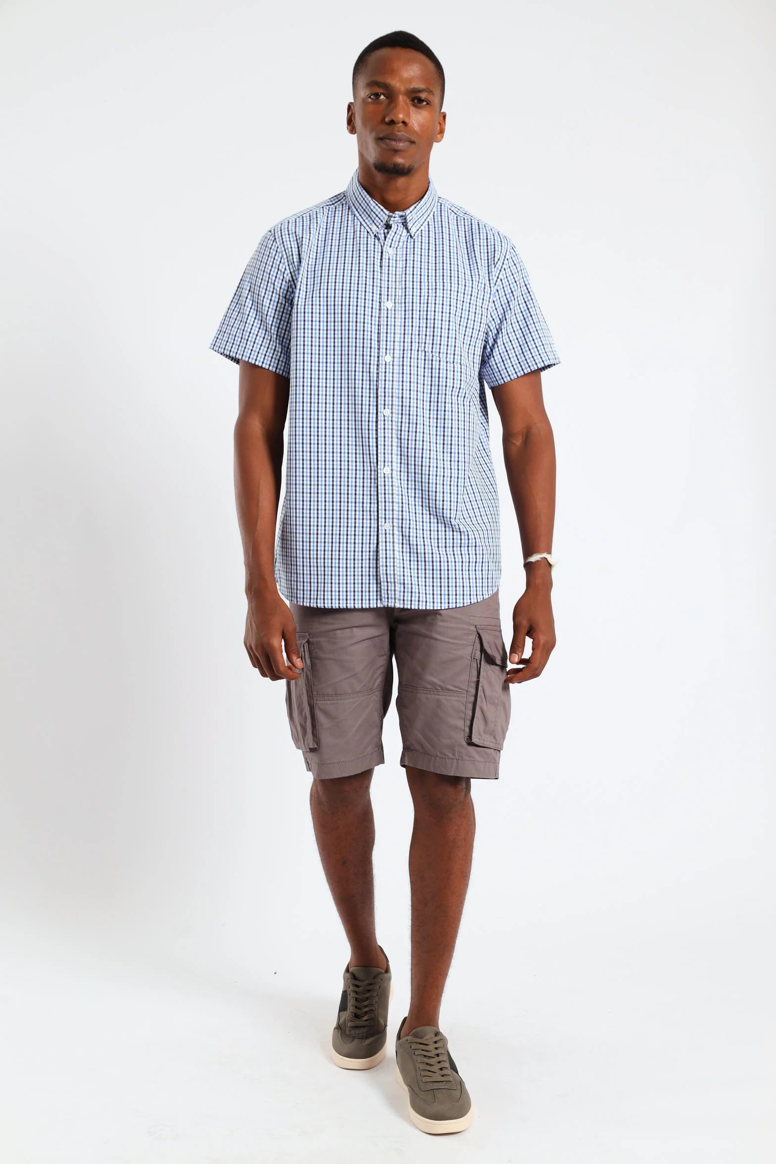 Check Button Down Shirt - White/Blue - Image 5