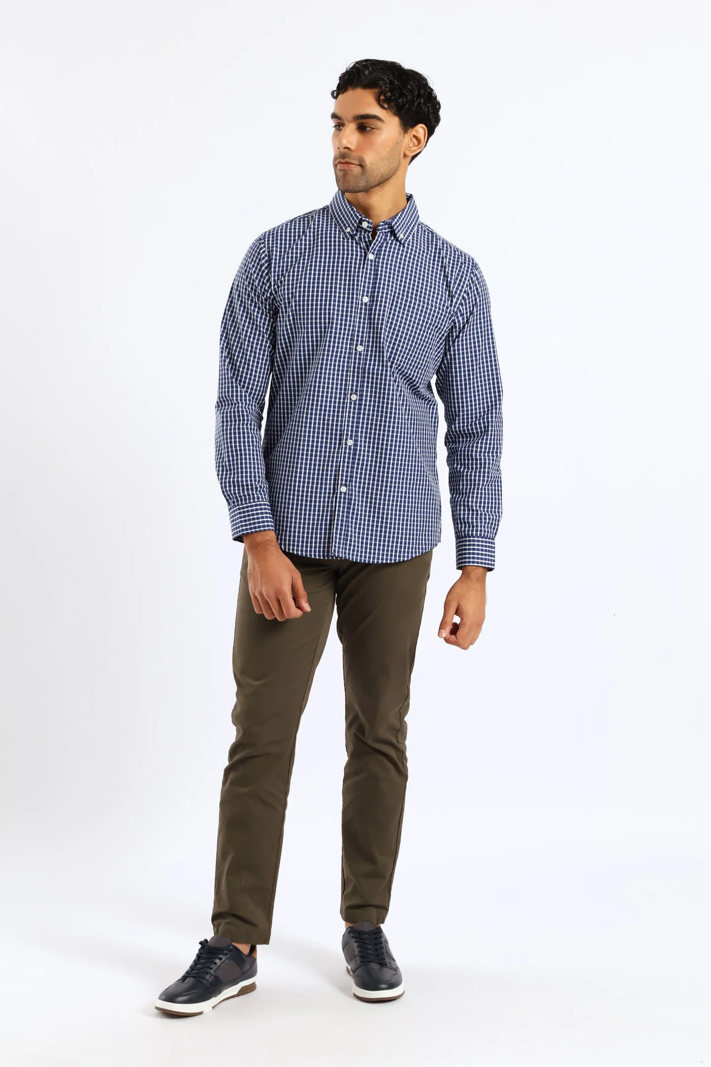 Check Button Down Shirt - White/Blue - Image 5