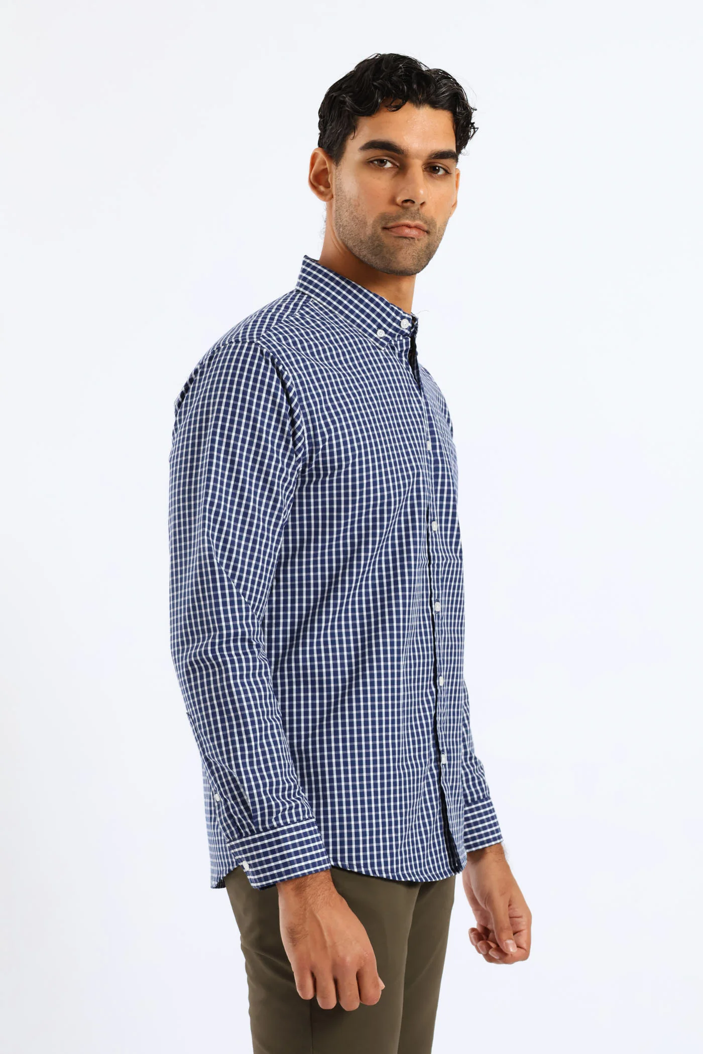 Check Button Down Shirt - White/Blue - Image 6