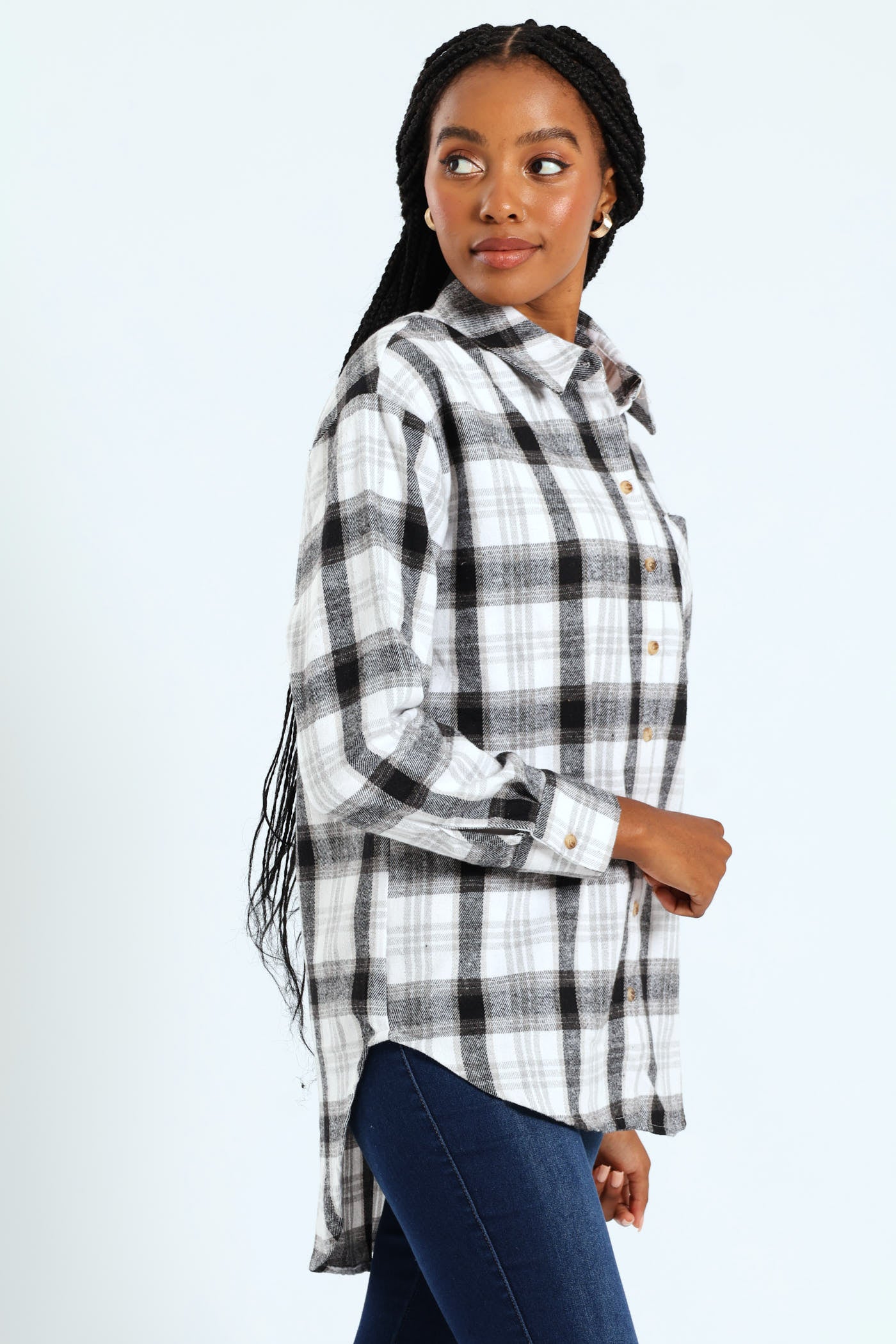 Check Flannel Shacket - Black/Grey - Image 3
