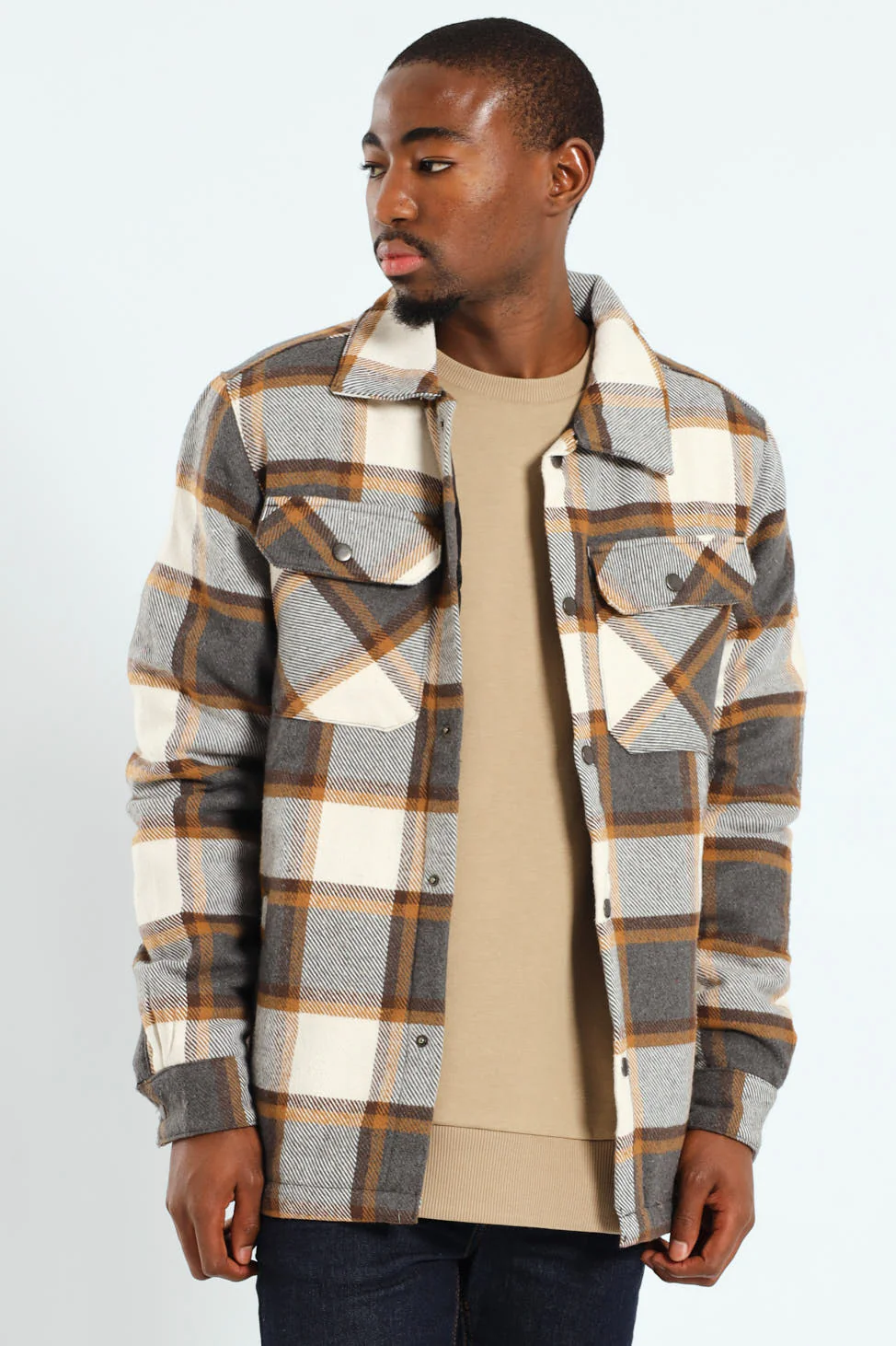Check Flannel Shacket - Chocolate - Image 3