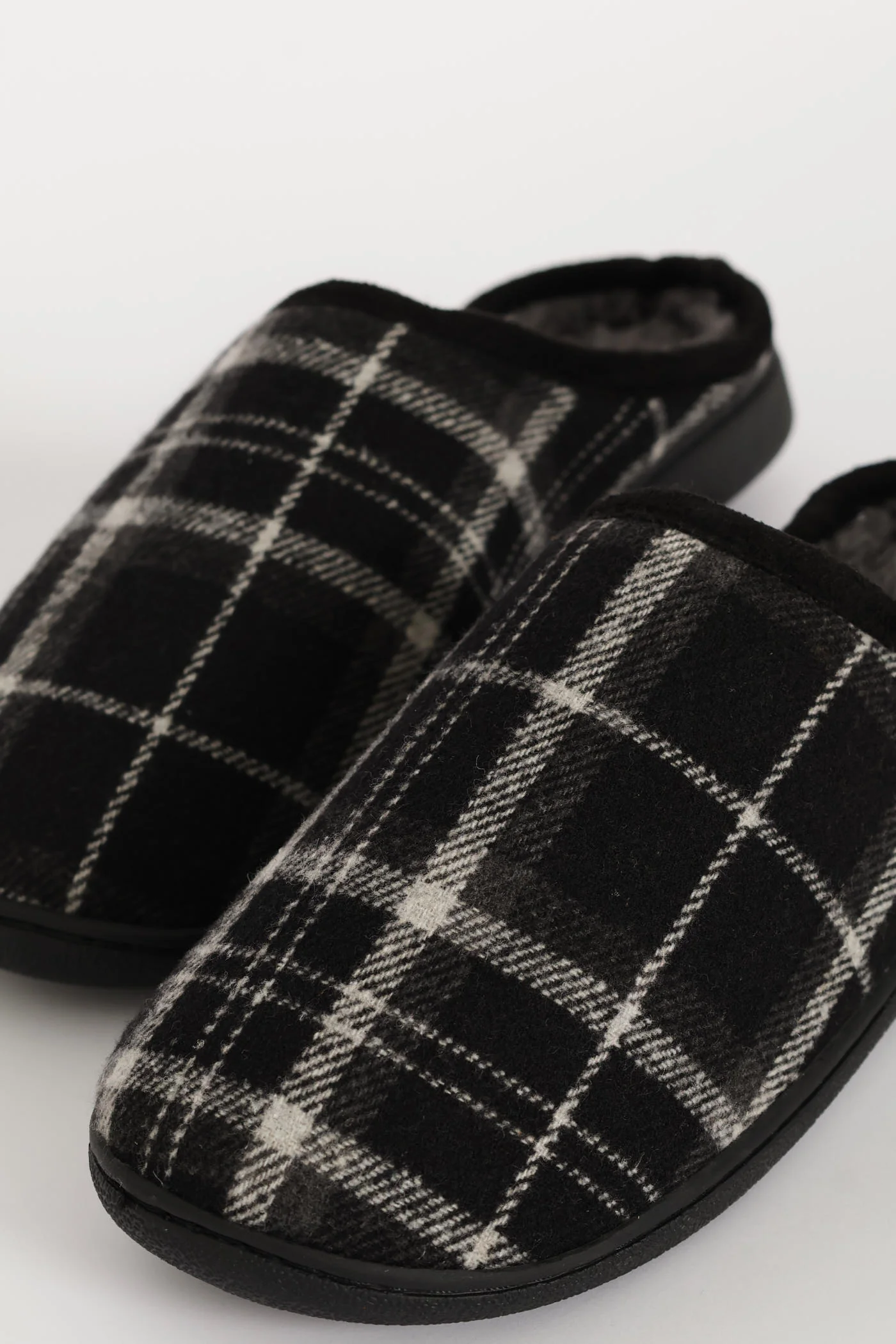 Check Half Open Back Slipper - Black - Image 2