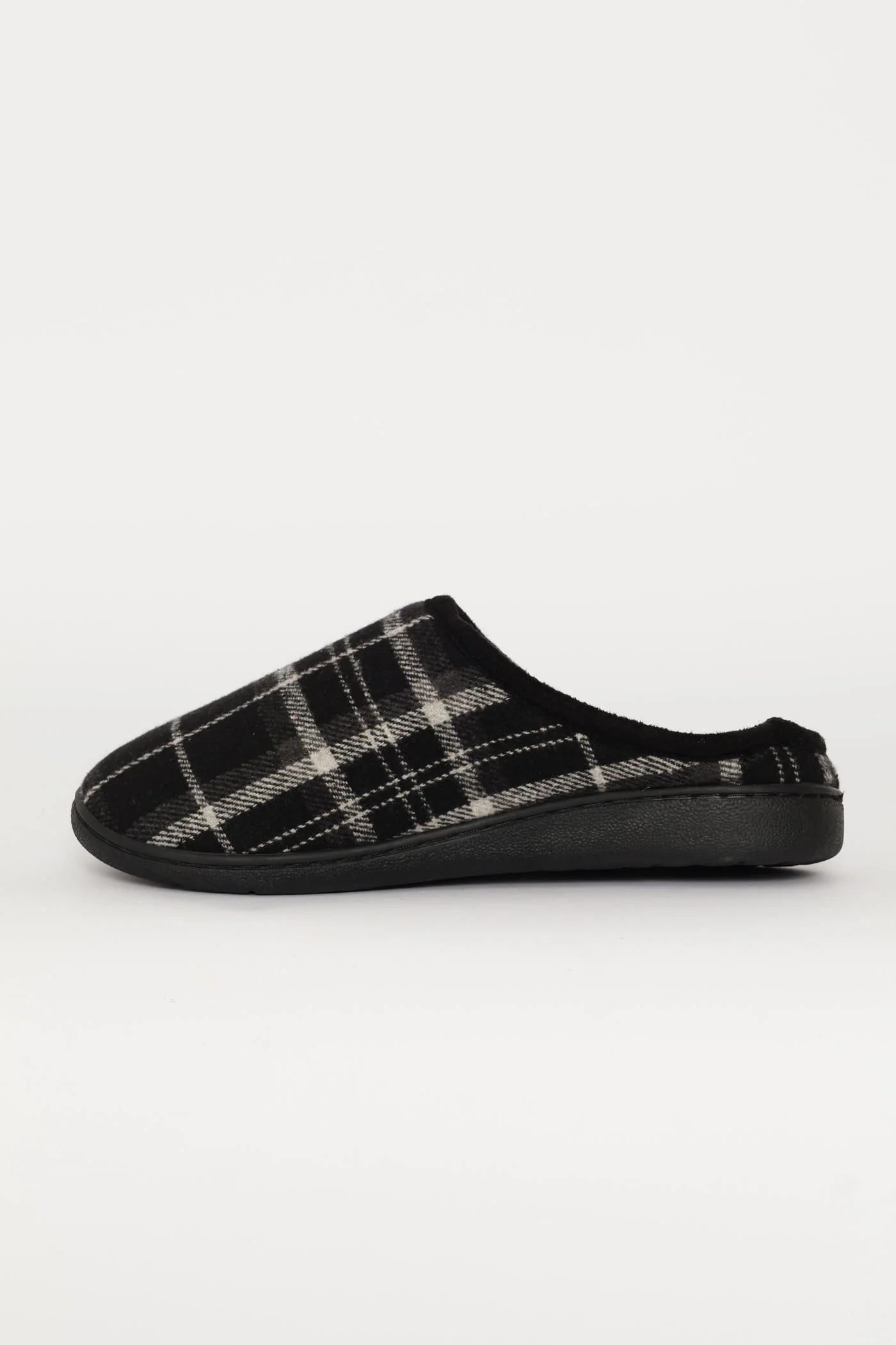 Check Half Open Back Slipper - Black - Image 3