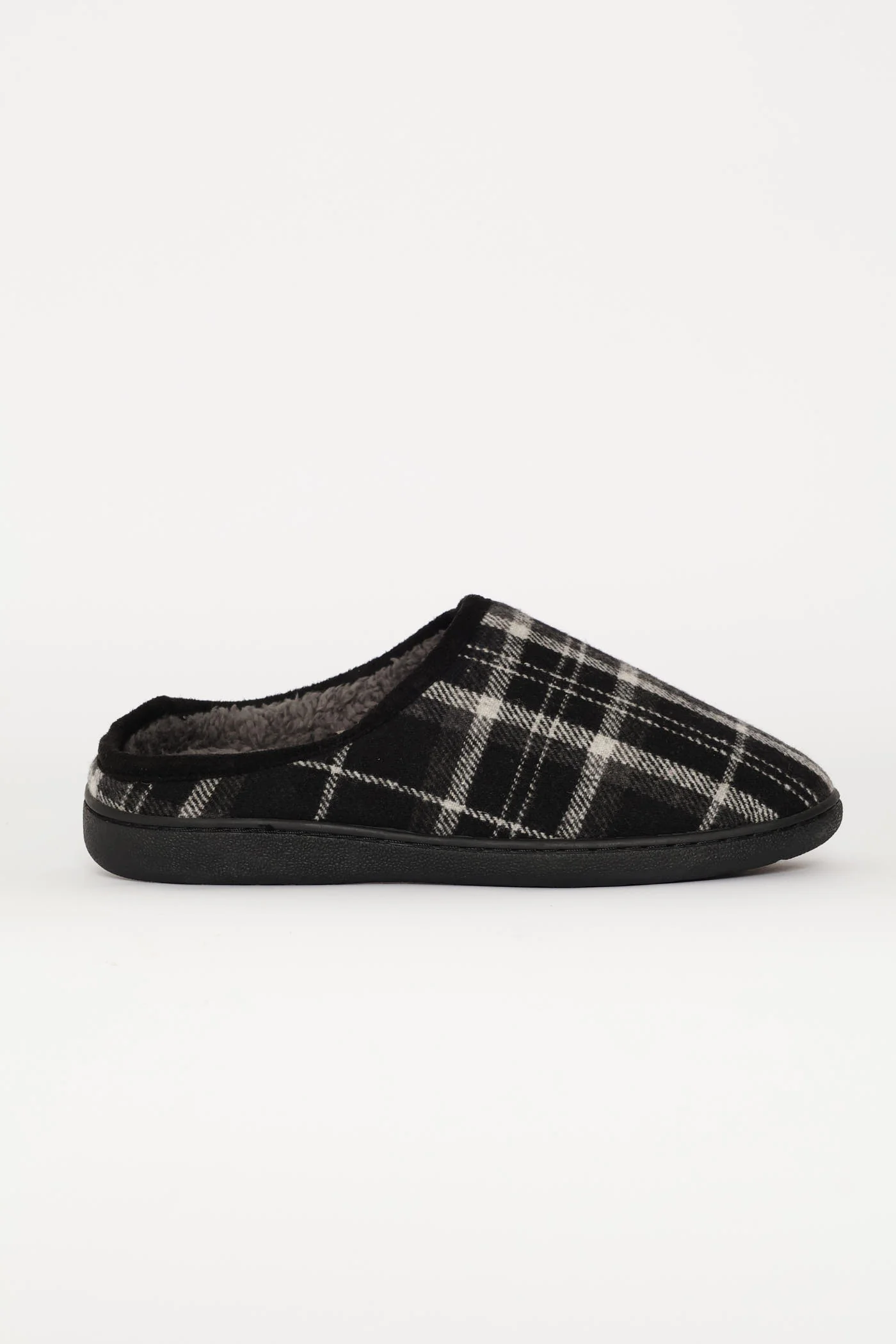 Check Half Open Back Slipper - Black - Image 4