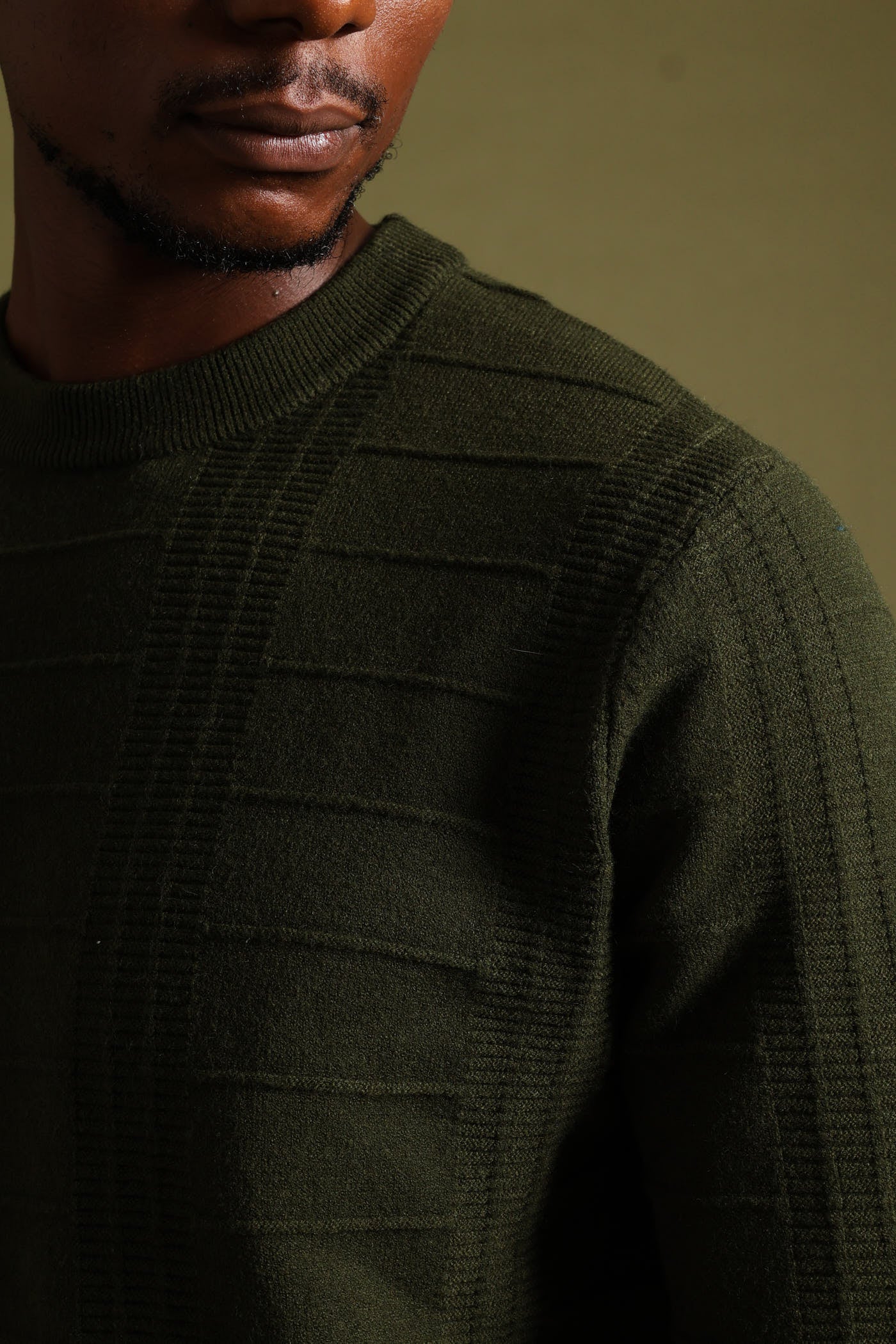 Check Jacquard Crew Knitwear - Fatigue - Image 2